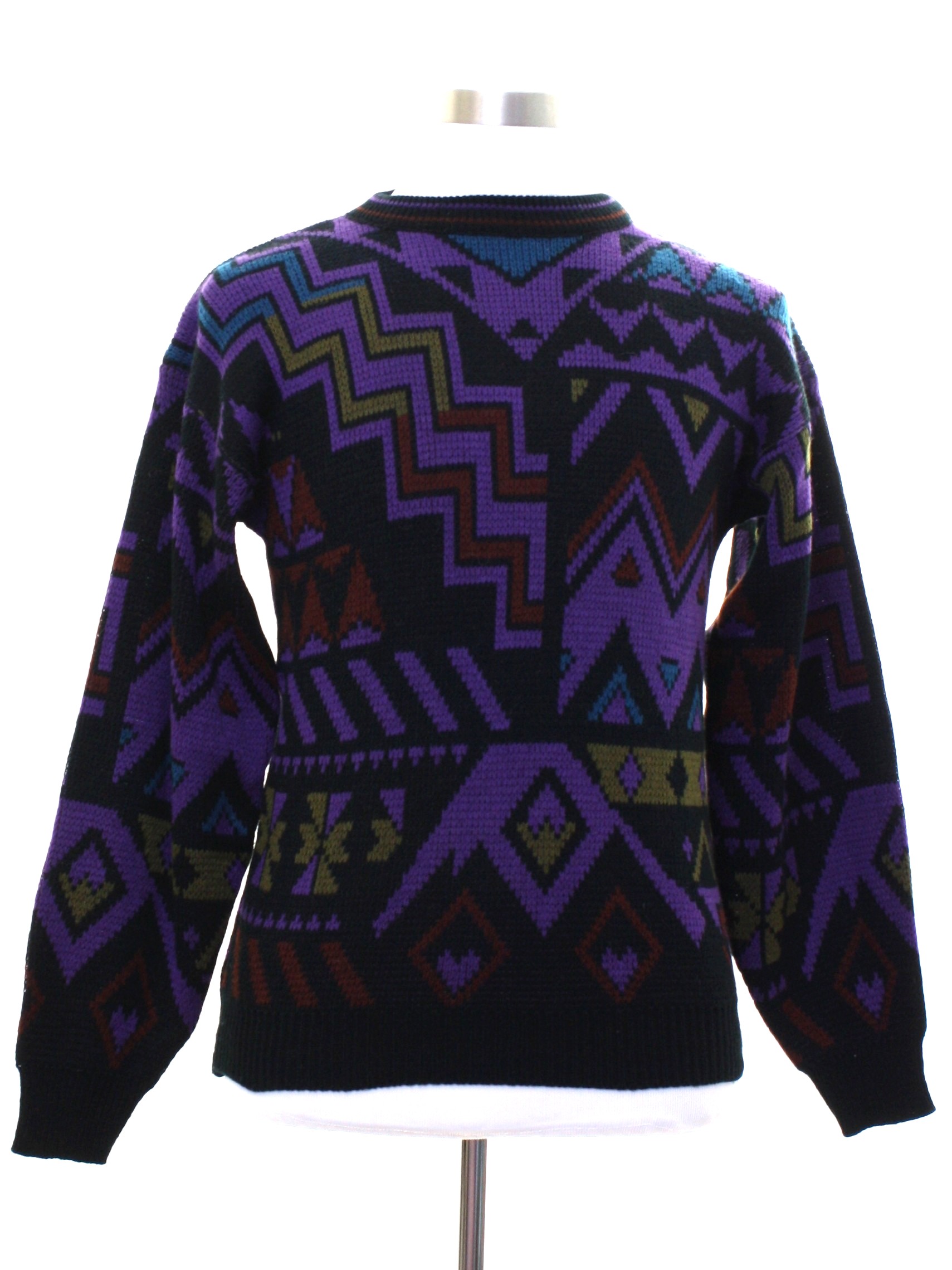 Vintage 1980's Sweater: 80s -Botany 500- Mens purple background acrylic ...