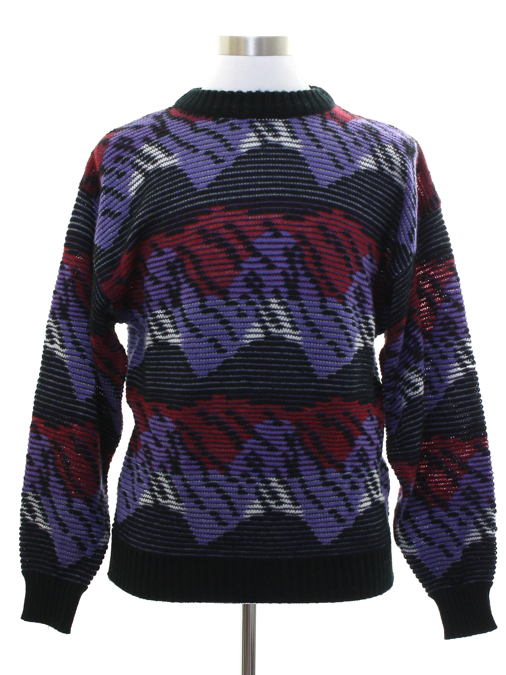 Retro 1980s Sweater: 80s -Saturdays- Mens black background acrylic ...