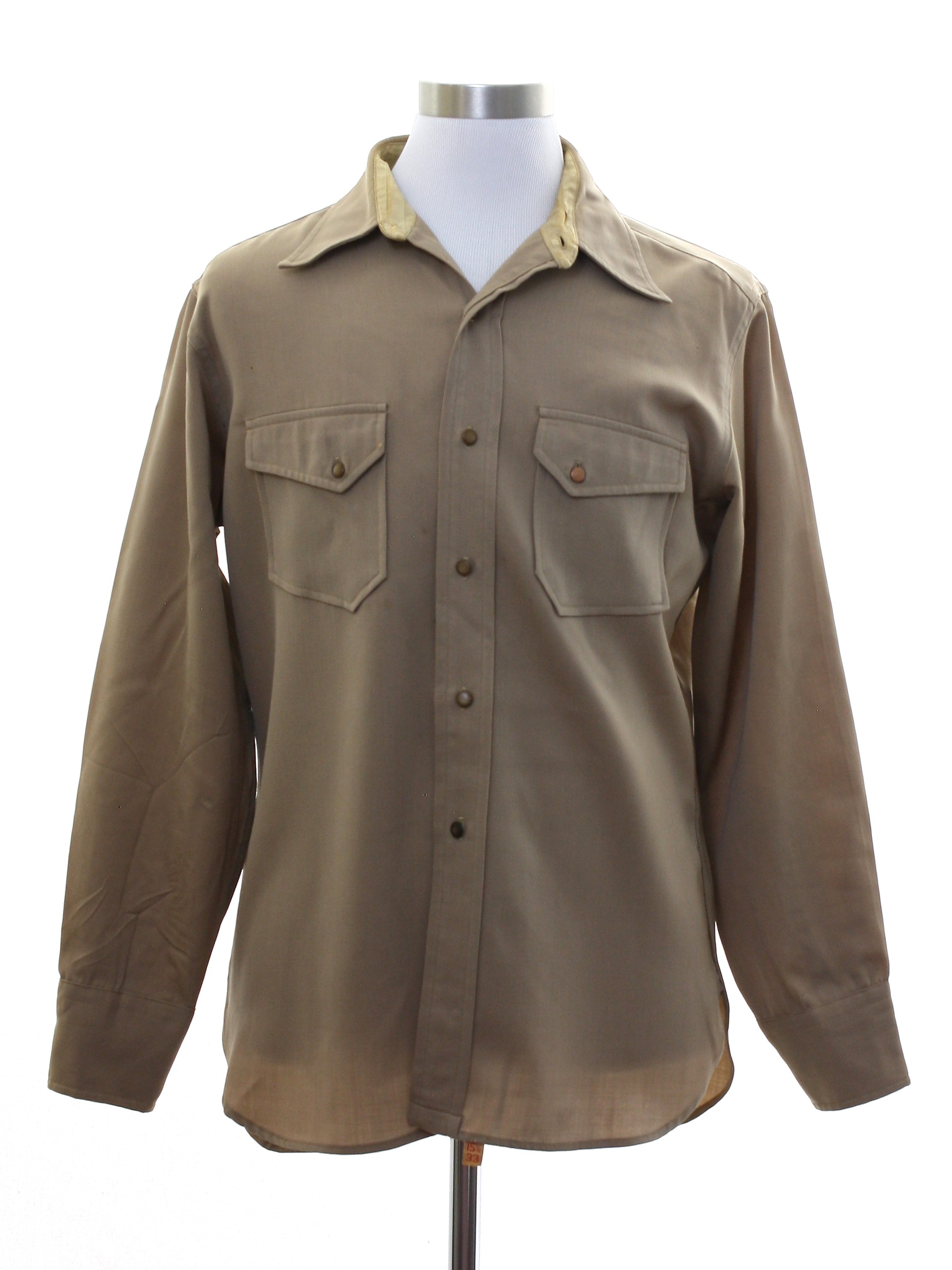 1940's Retro Gabardine Shirt: 40s -McGregor- Mens light mocha brown ...