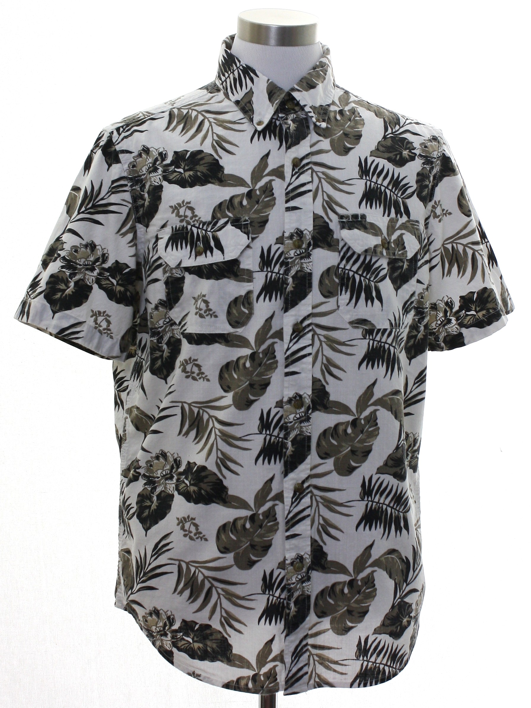 90s Hawaiian Shirt (Chaps): 90s or newer -Chaps- Mens off white ...