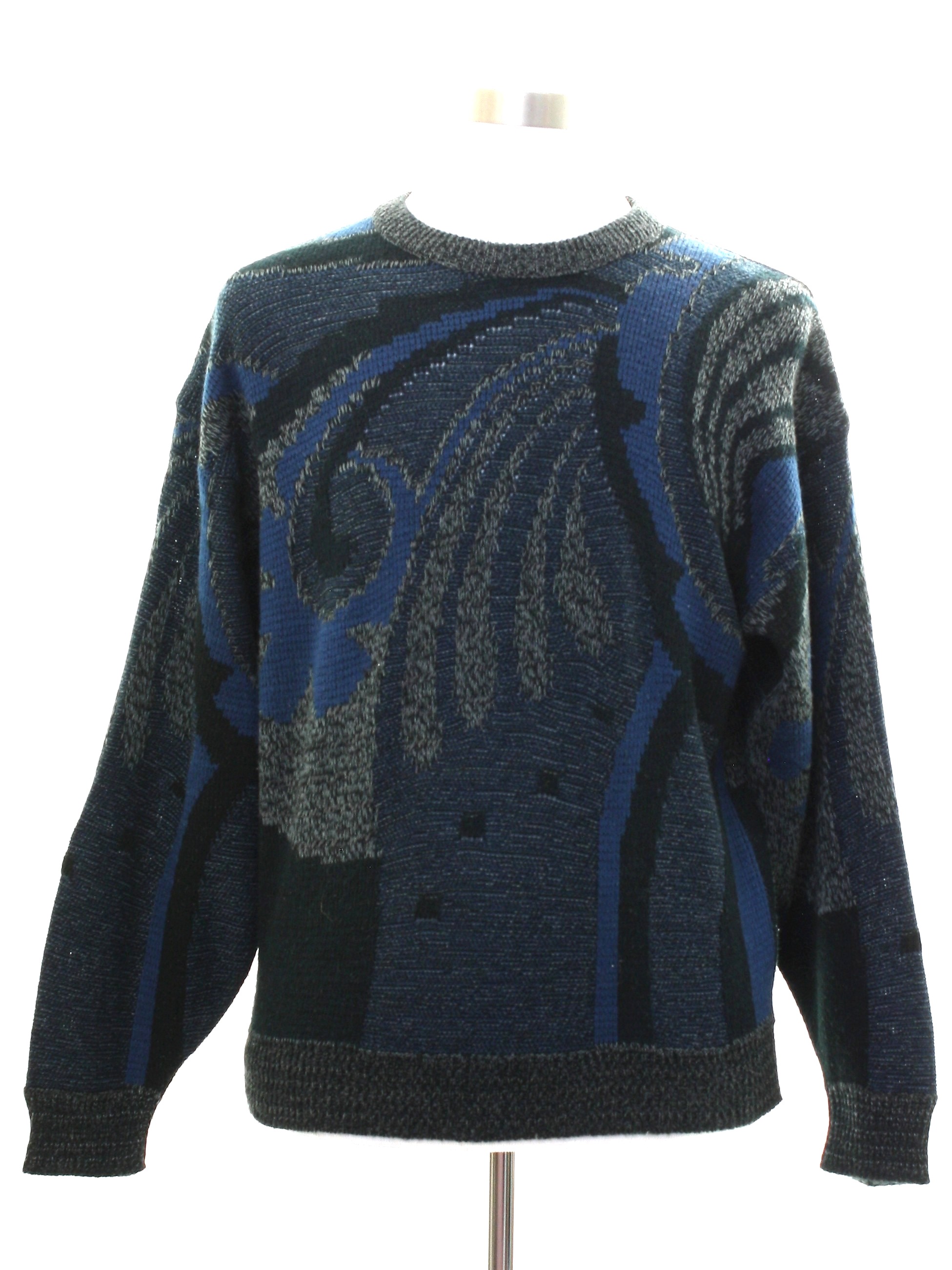 Vintage Saturdays 80's Sweater: 80s -Saturdays- Mens charcoal black ...