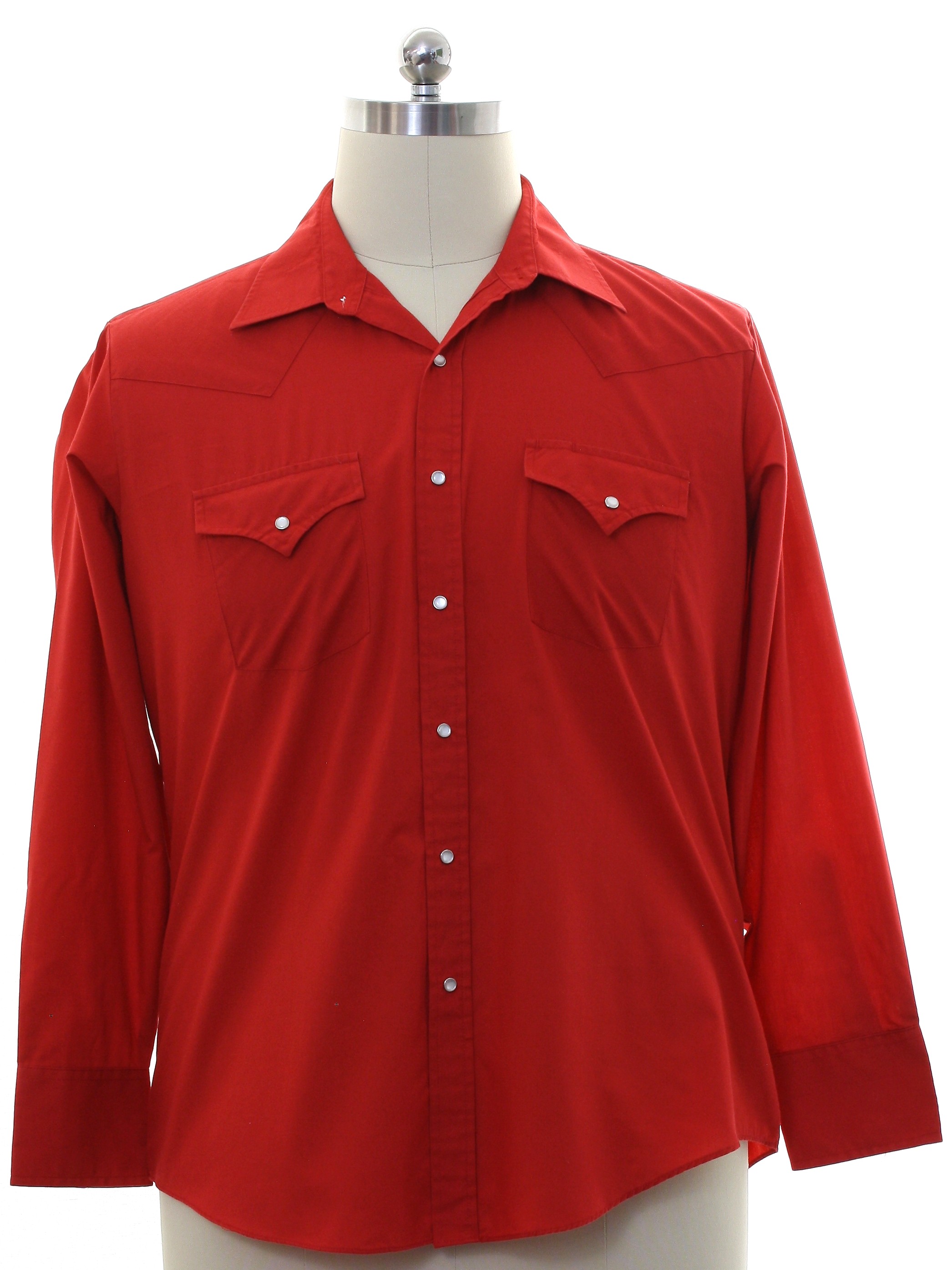 Western Shirt: 90s -Sheplers- Mens red background polyester cotton ...