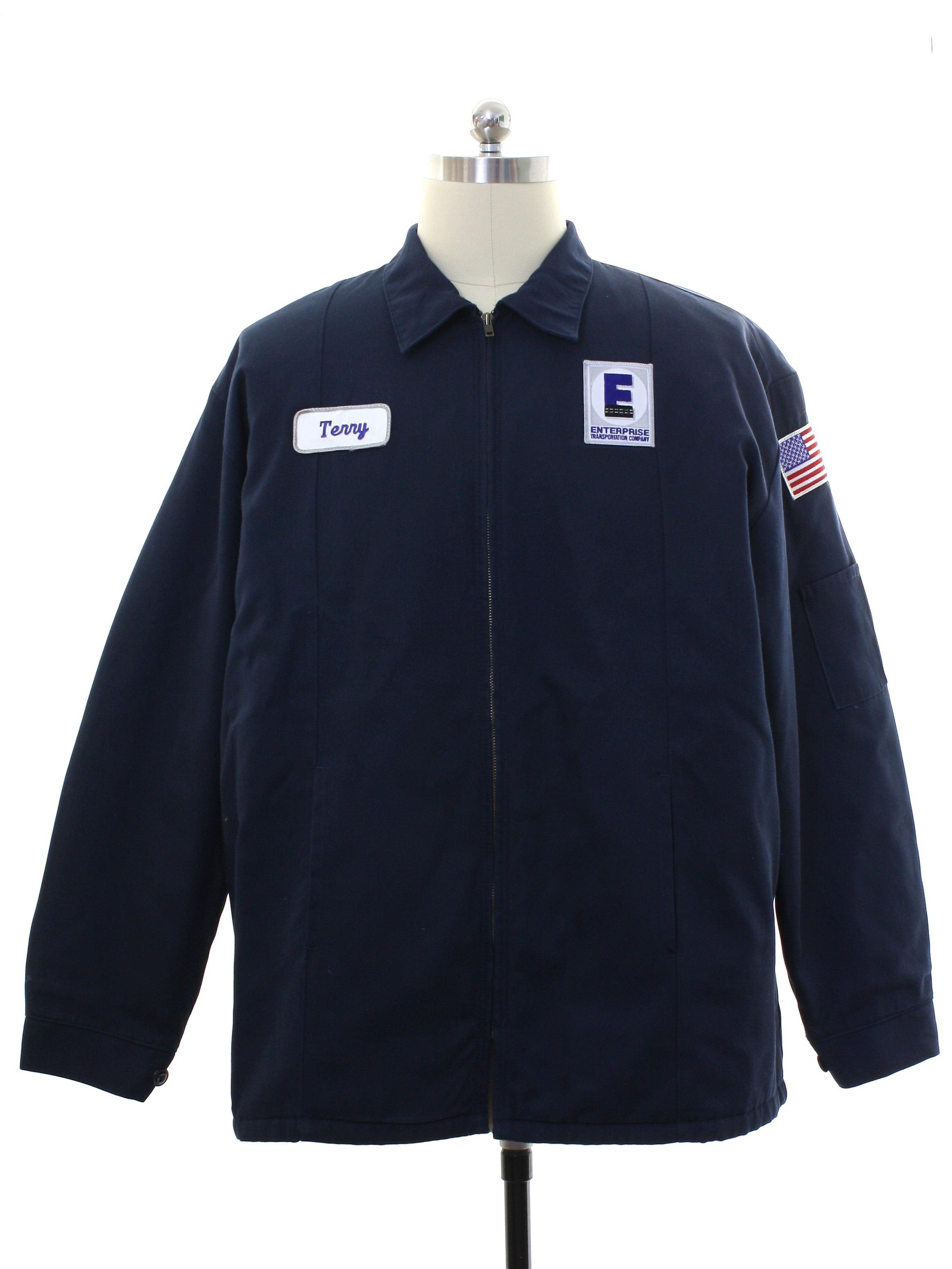 Jacket: 90s -Red Kap- Mens midnight blue polyester cotton blend button ...