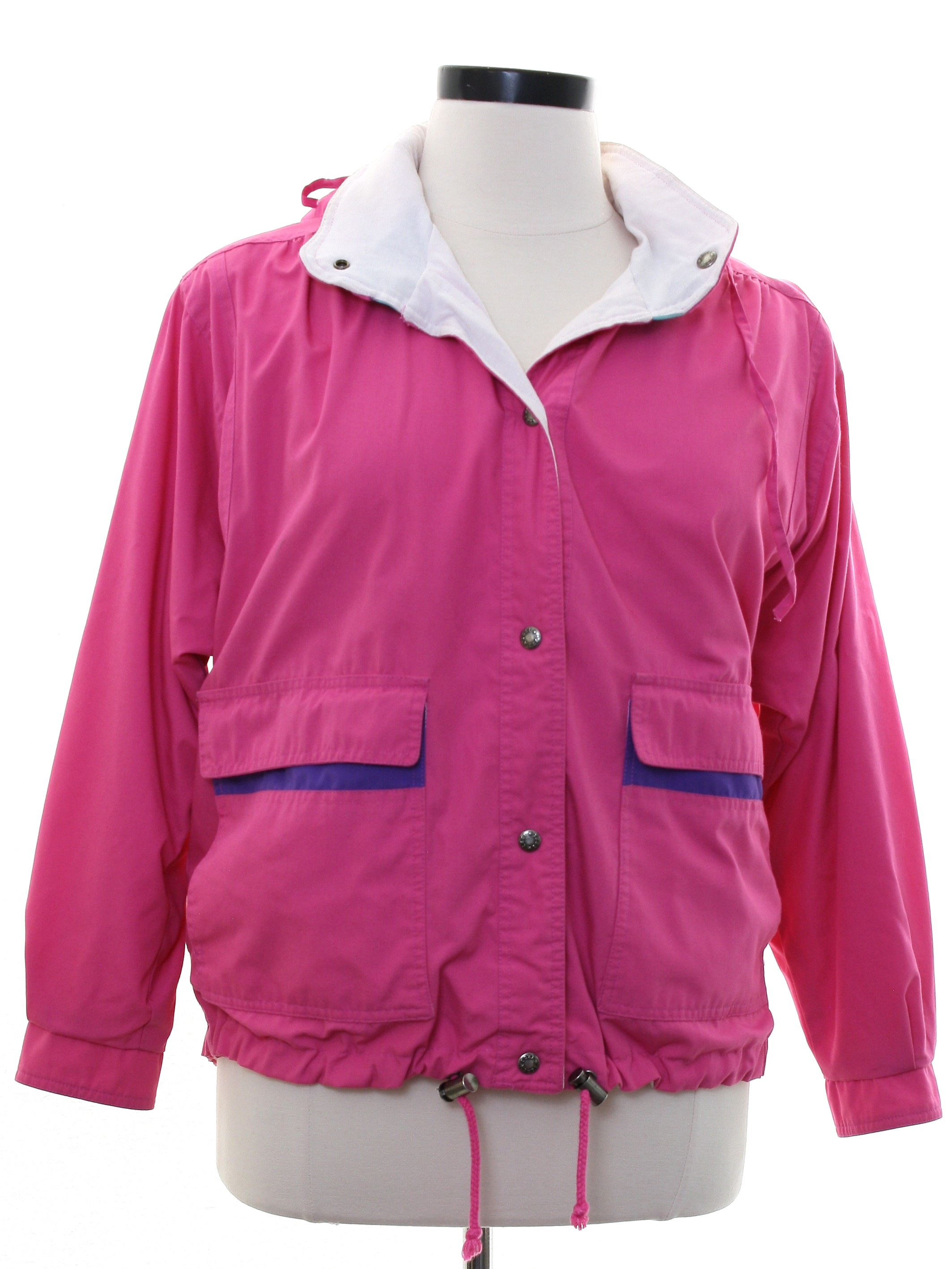 Jacket: (made in 90s) -Izzi- Womens rosebud pink background polyester ...