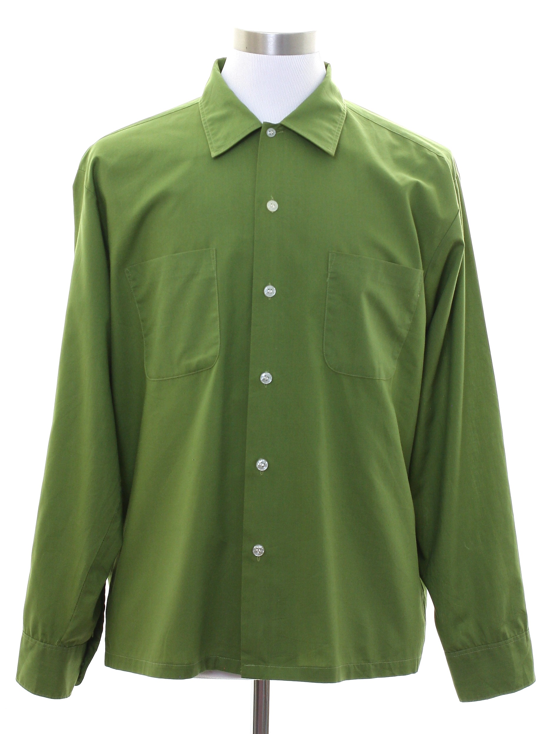 60s Vintage Andover Shirt: 60s -Andover- Mens avacado green polyester ...