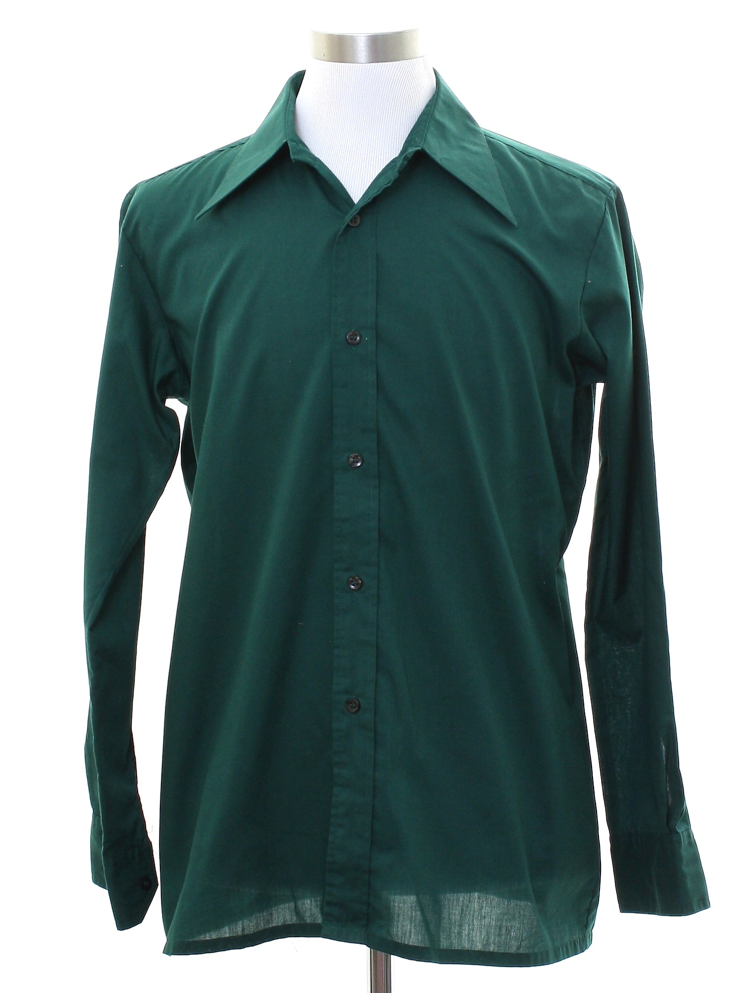 Vintage 1970s Shirt: 70s -No Label- Mens forest green background ...