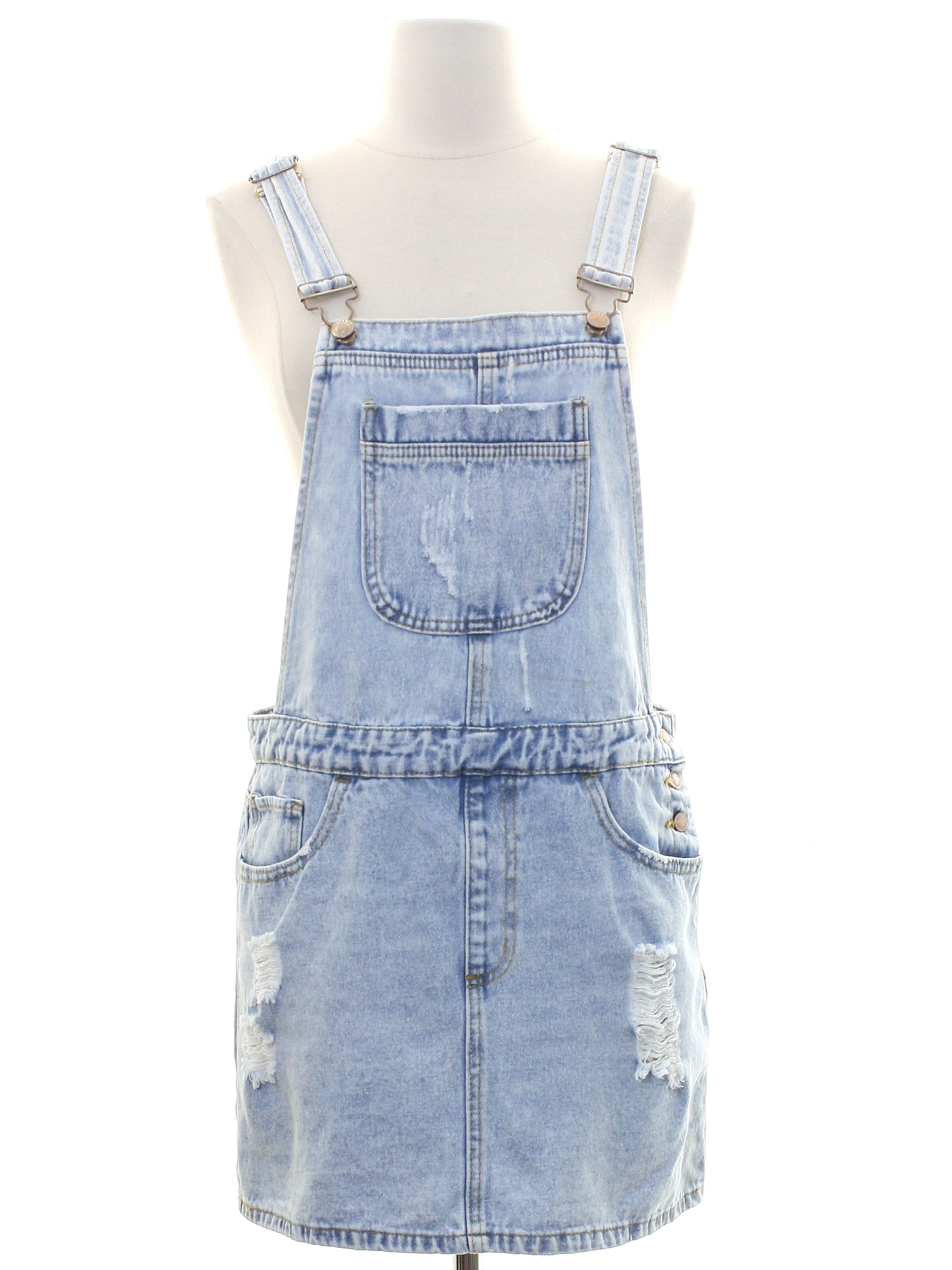 Overalls: 90s (y2k) -Forever 21- Womens faded light blue background ...