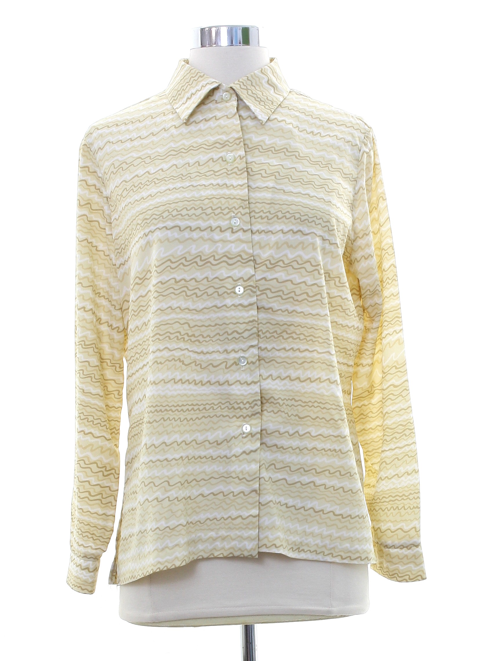 Seventies Print Disco Shirt: 70s -Alex Colman Sportswear- Womens beige ...