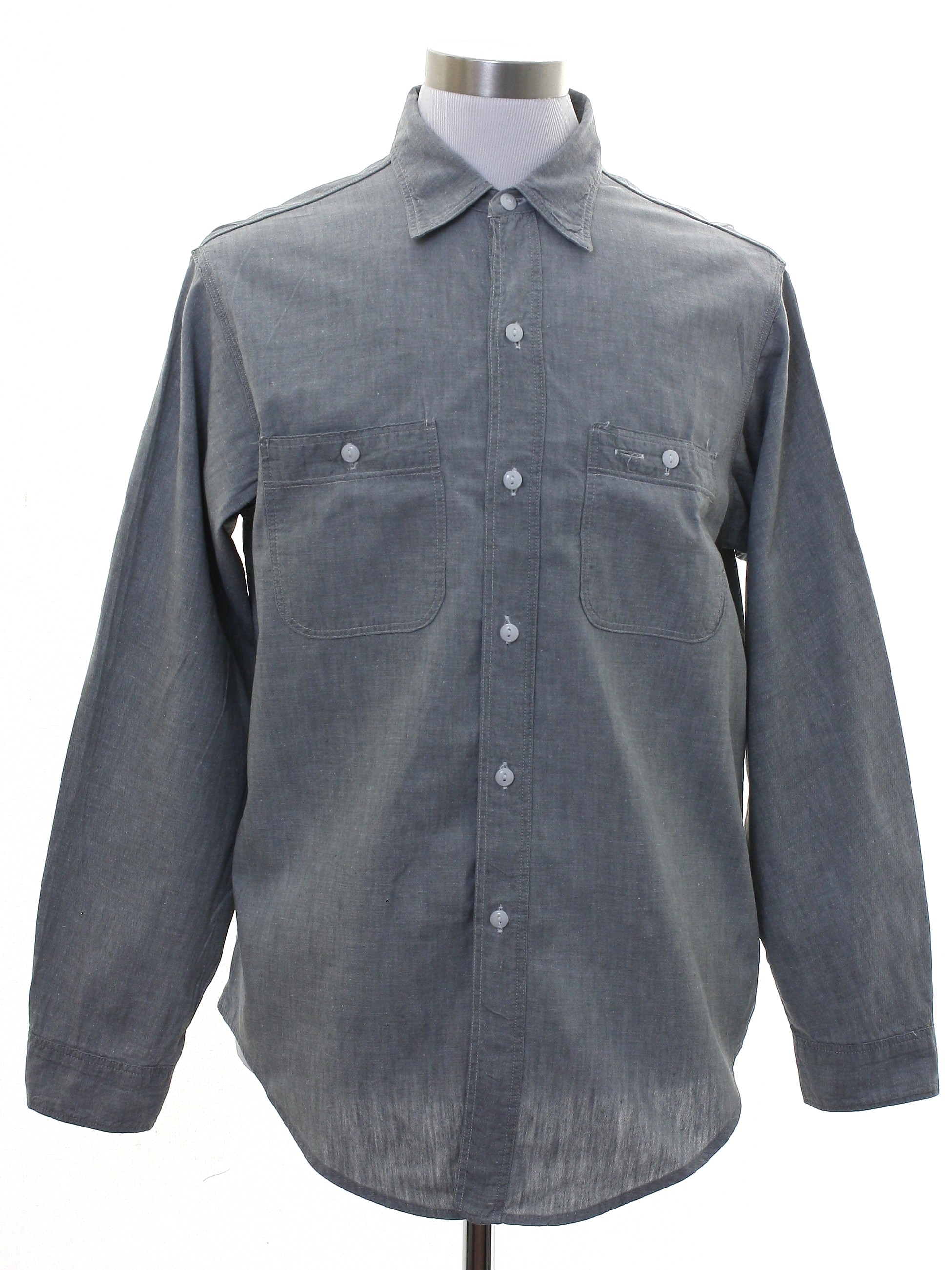 50s Retro Shirt: 50s -Sears Sanforized Work Clothing- Mens pale blue ...