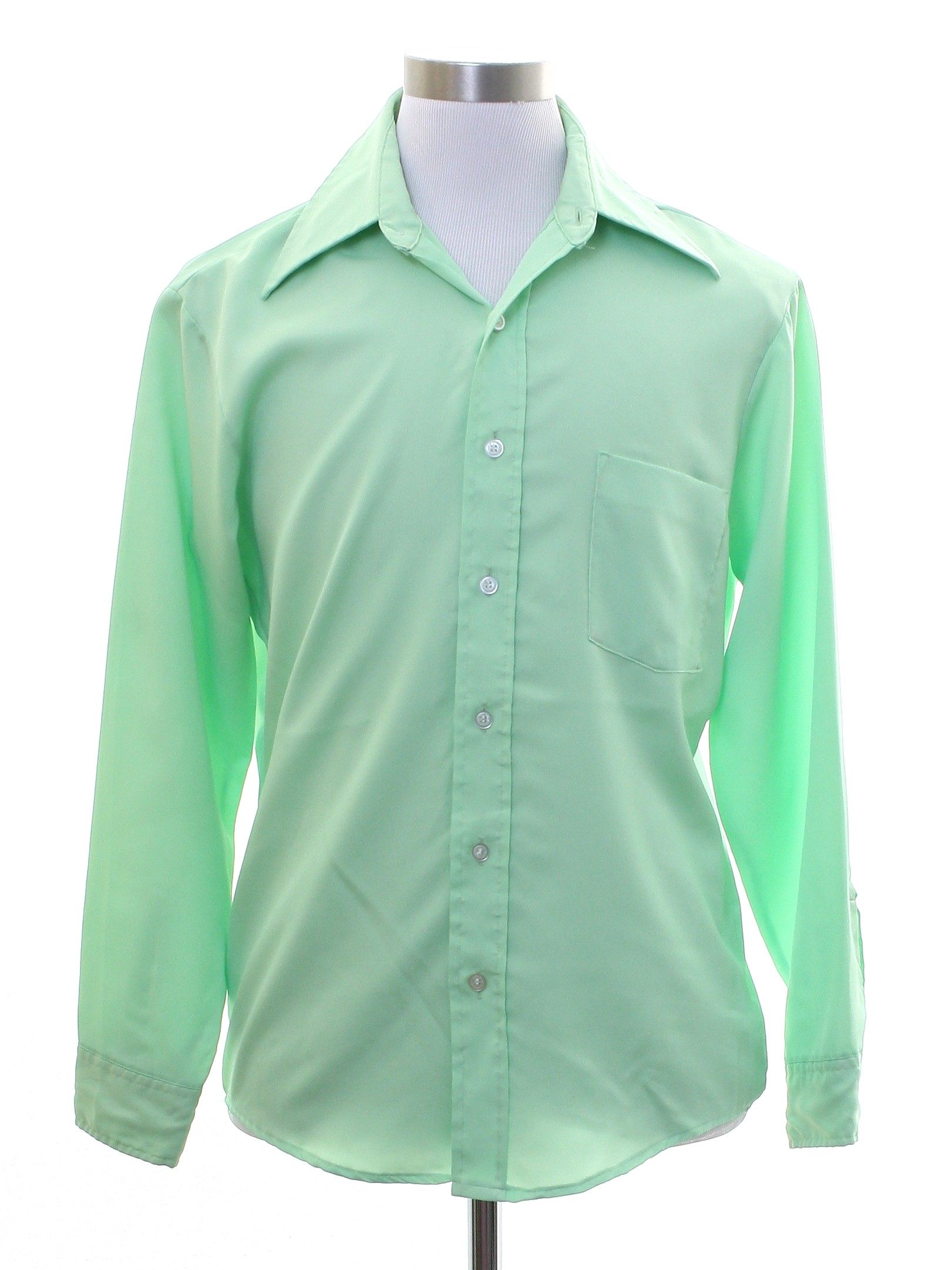 1970's Retro Shirt: 70s -Montgomery Ward- Mens mint green silky ...