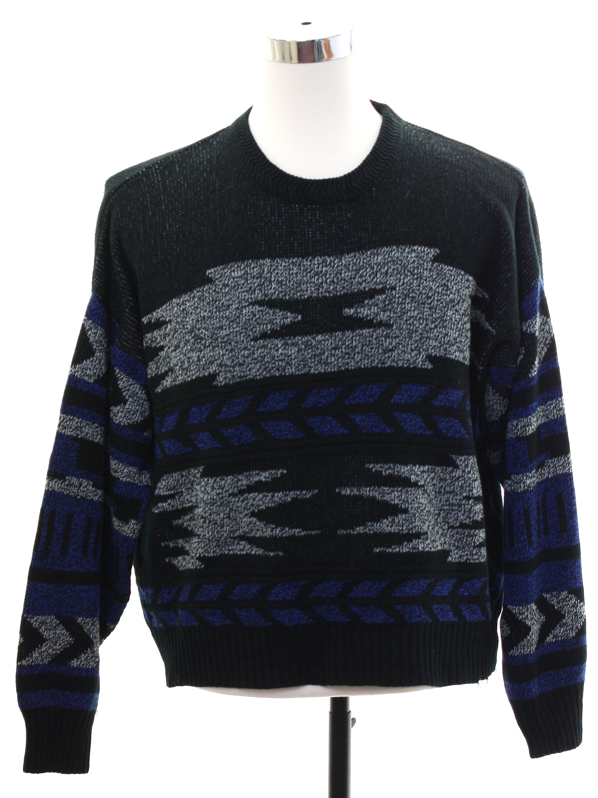 80s Retro Sweater: 80s -Expressions- Mens black background acrylic ...