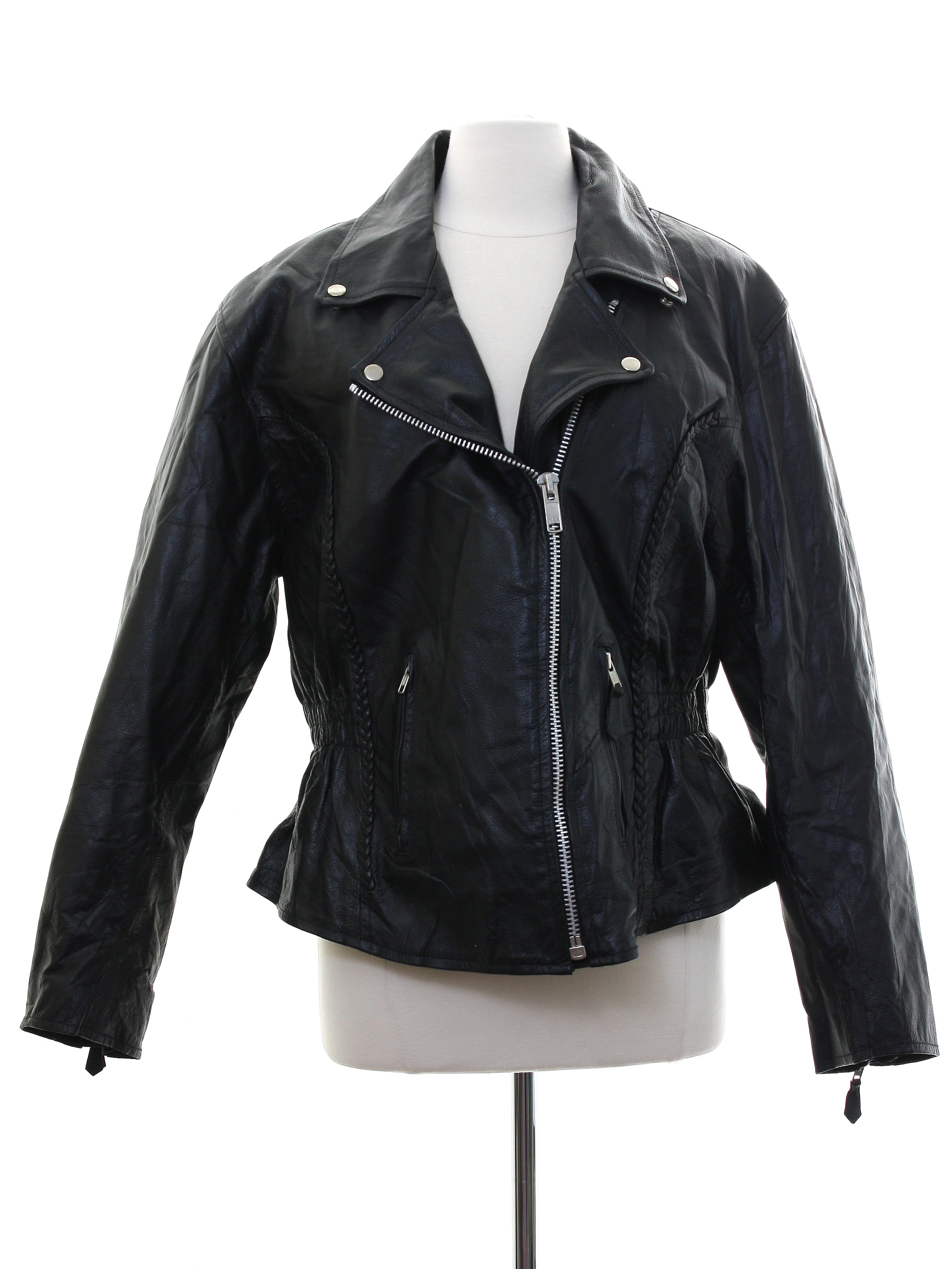 1990's Retro Jacket: New than 90s -Barneys Leather- Womens black ...