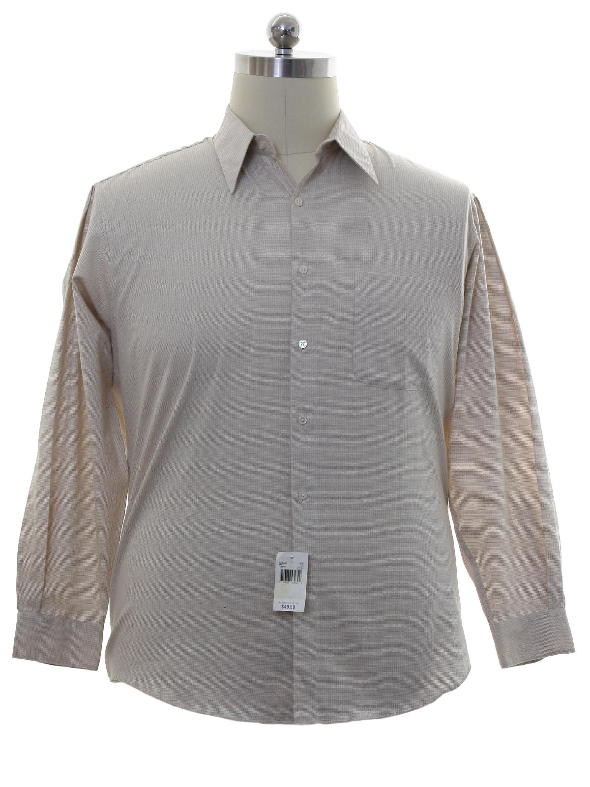 1990's Vintage Perry Ellis Shirt: 90s -Perry Ellis- Mens tan and white ...
