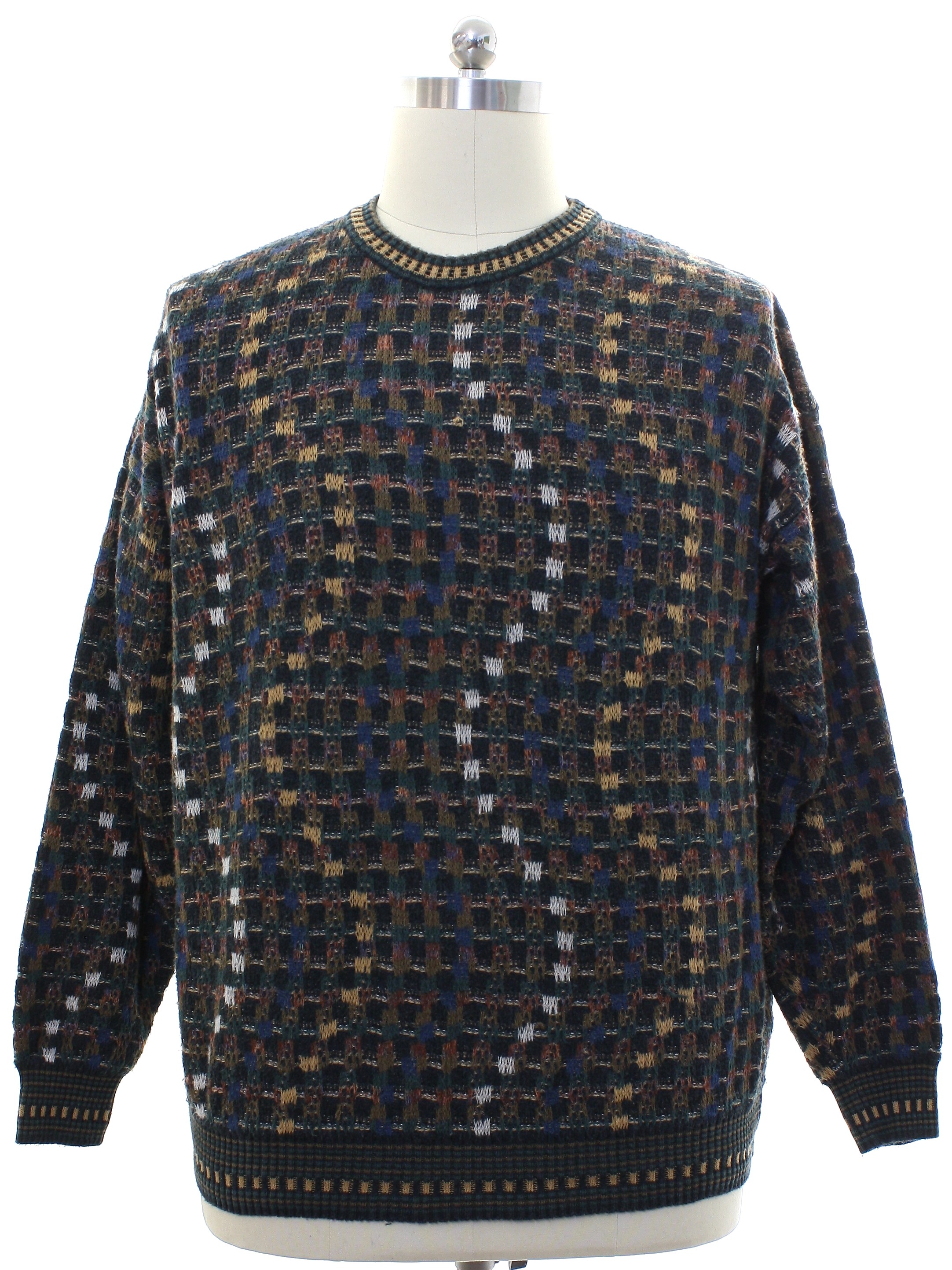 CT 1980s Vintage Sweater: 80s style (made in 90s) -CT- Mens multicolor ...