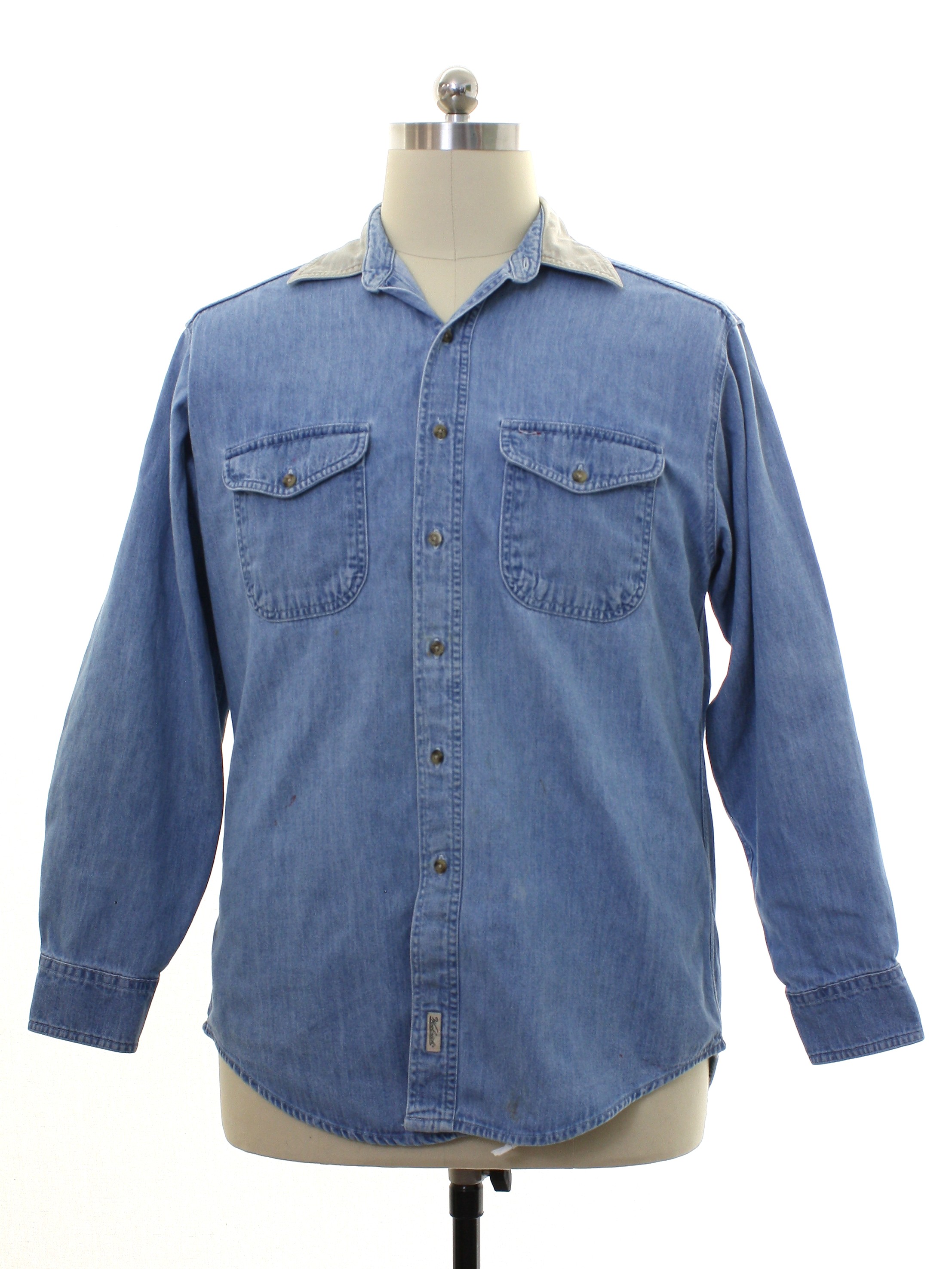 Eighties Woolrich Shirt: 80s -Woolrich- Mens light blue background with ...