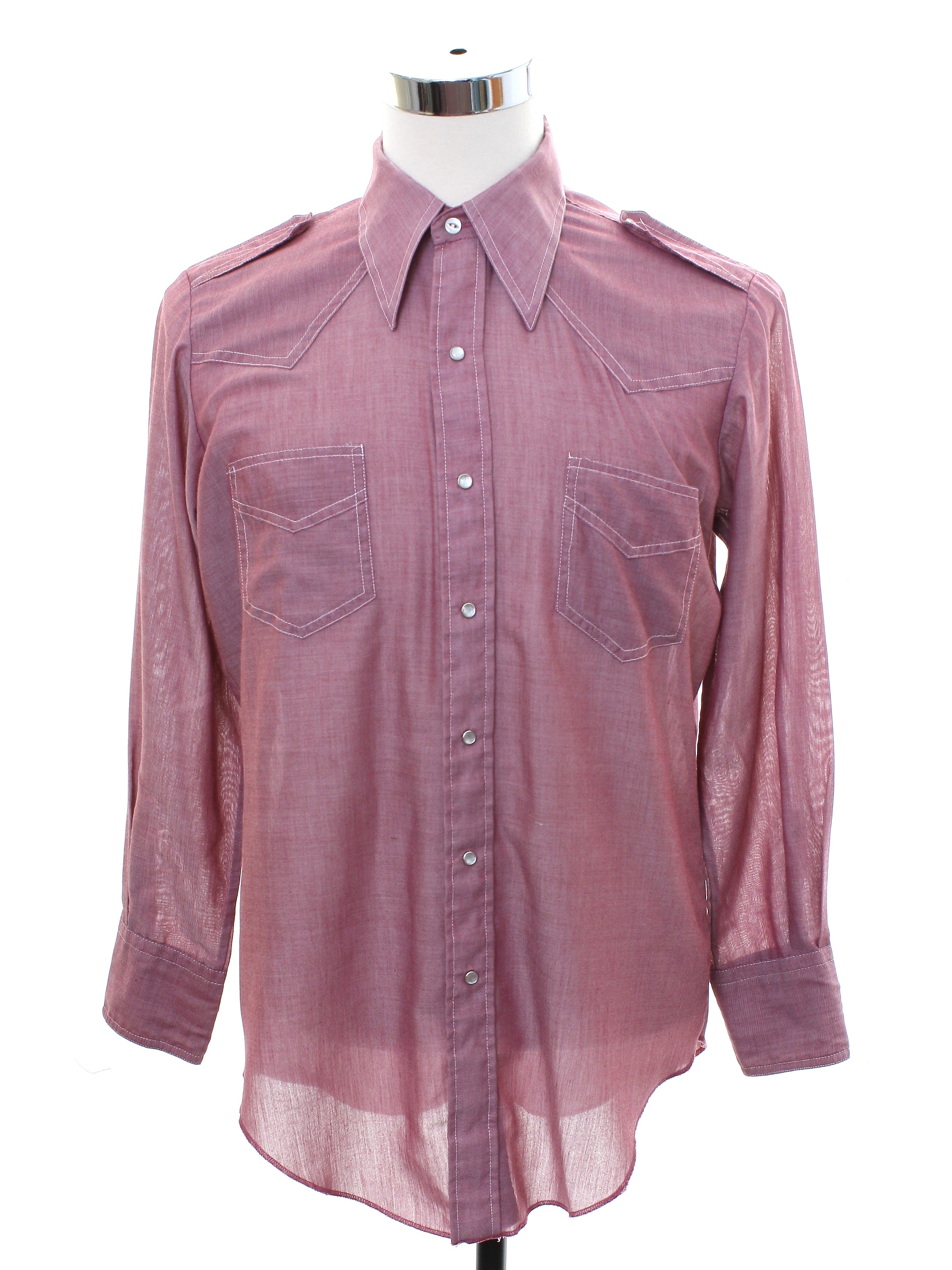 Vintage 1970's Western Shirt: 70s -JC Penney- Mens hazy mulberry ...