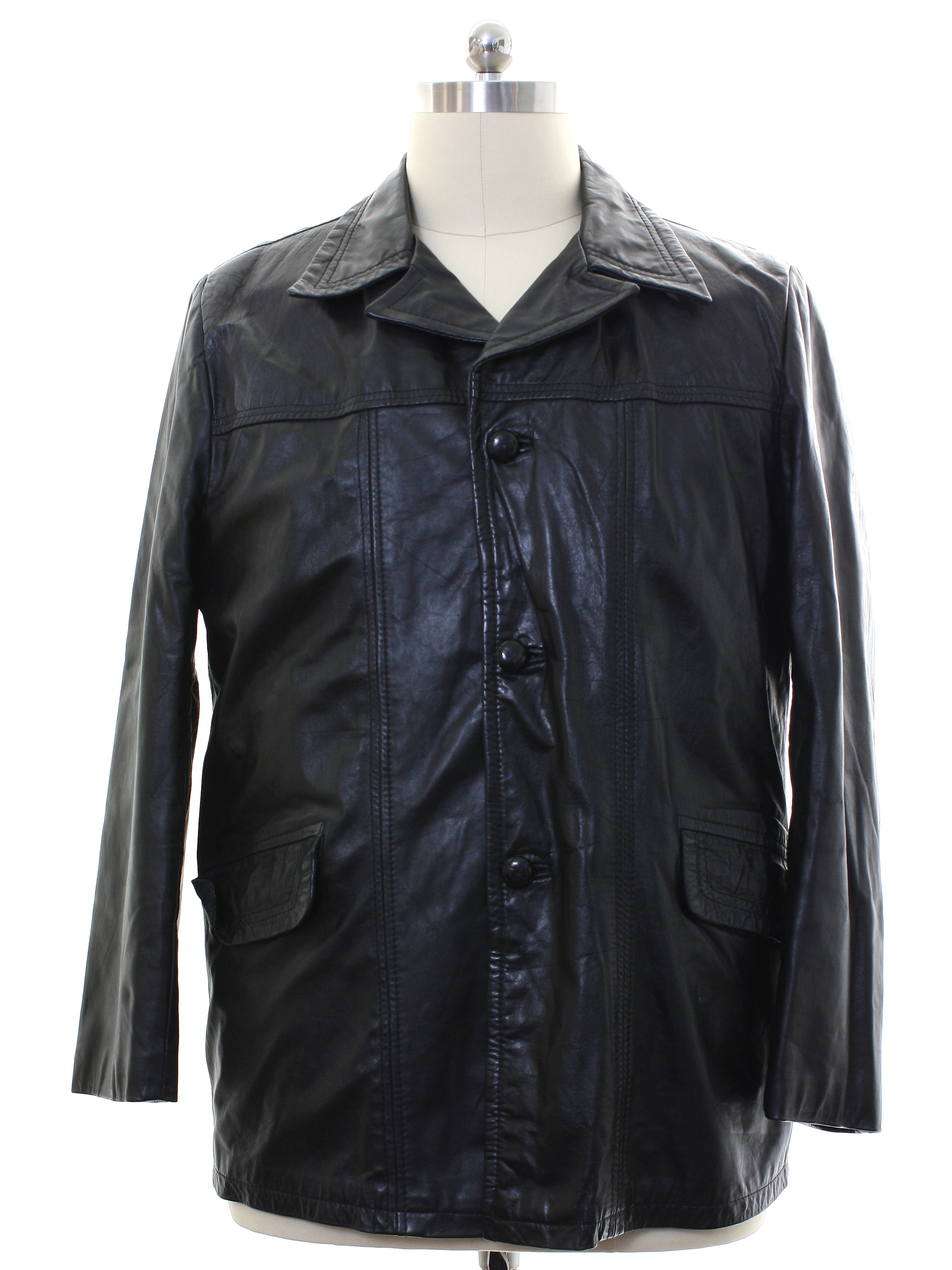 SEVENTIES LEATHER MEN'S BLACK JACKET