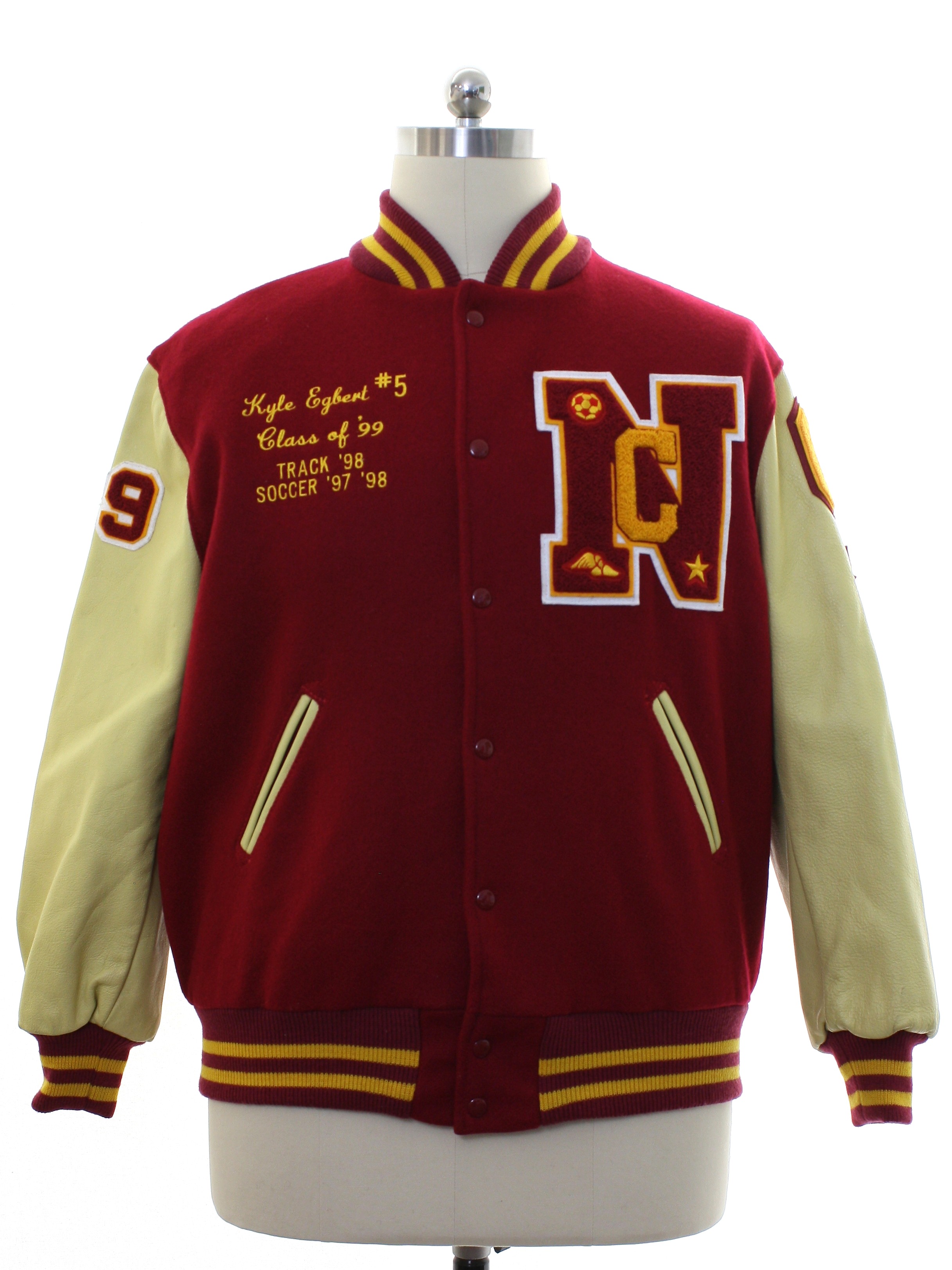 Retro Nineties Jacket: Late 90s -T and B Sports- Mens ruby red and gold ...