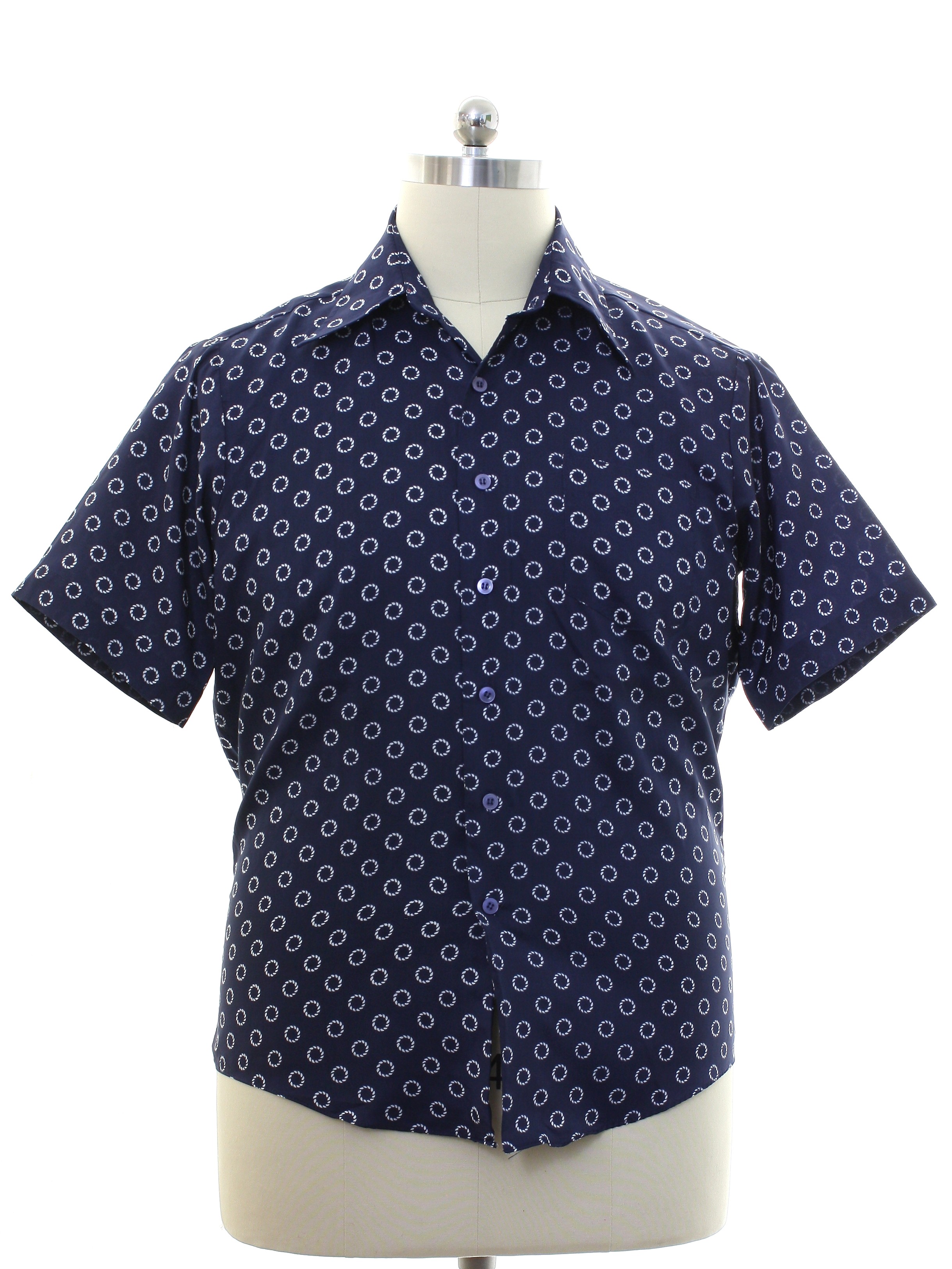 Retro Seventies Shirt: 70s -JC Penney- Mens dark navy blue and white ...