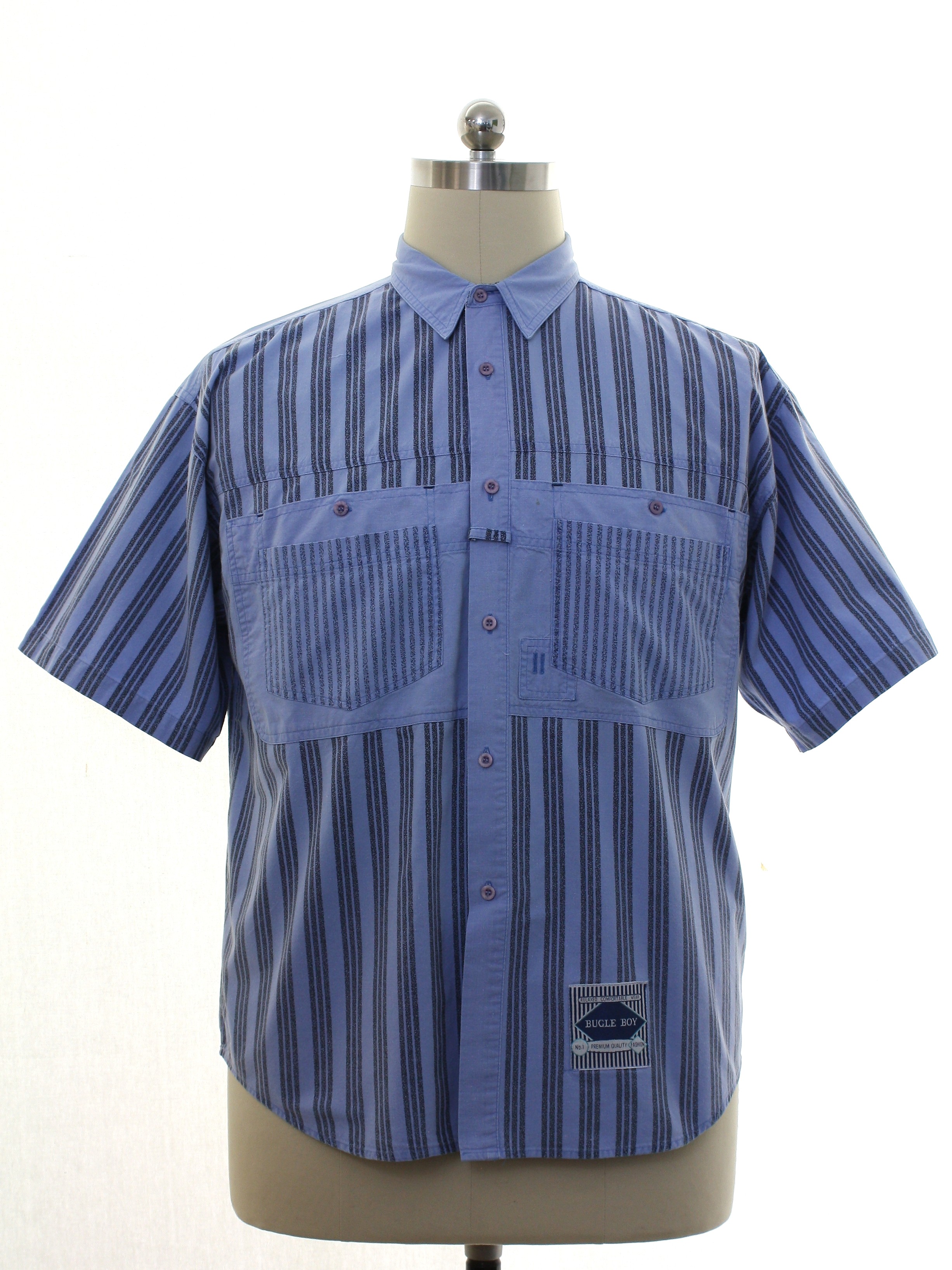 Retro 1980's Shirt (Bugle Boy) : 80s -Bugle Boy- Mens dusty blue ...