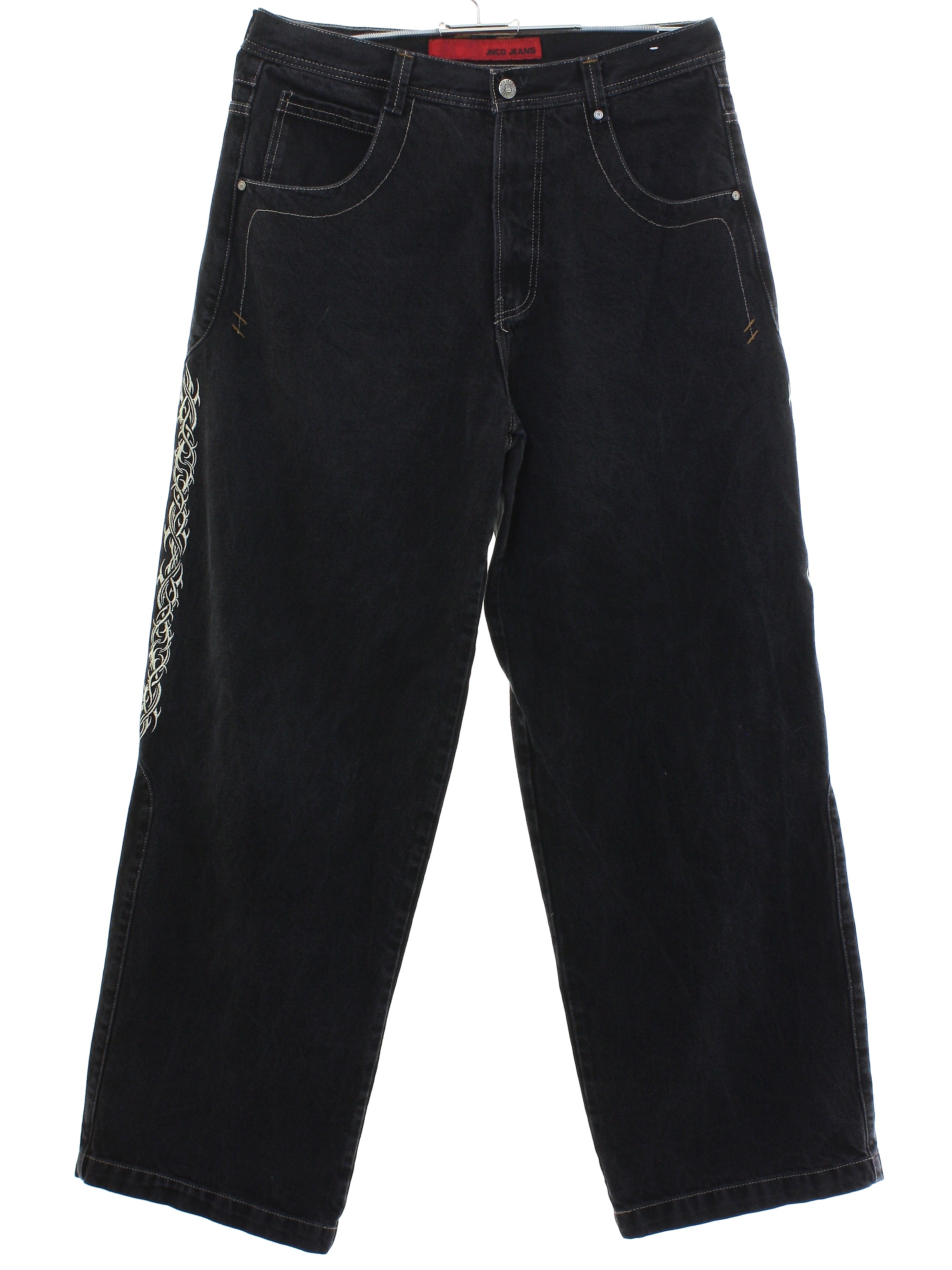 Retro Nineties Pants: 90s -Jnco Jeans- Mens slightly faded black