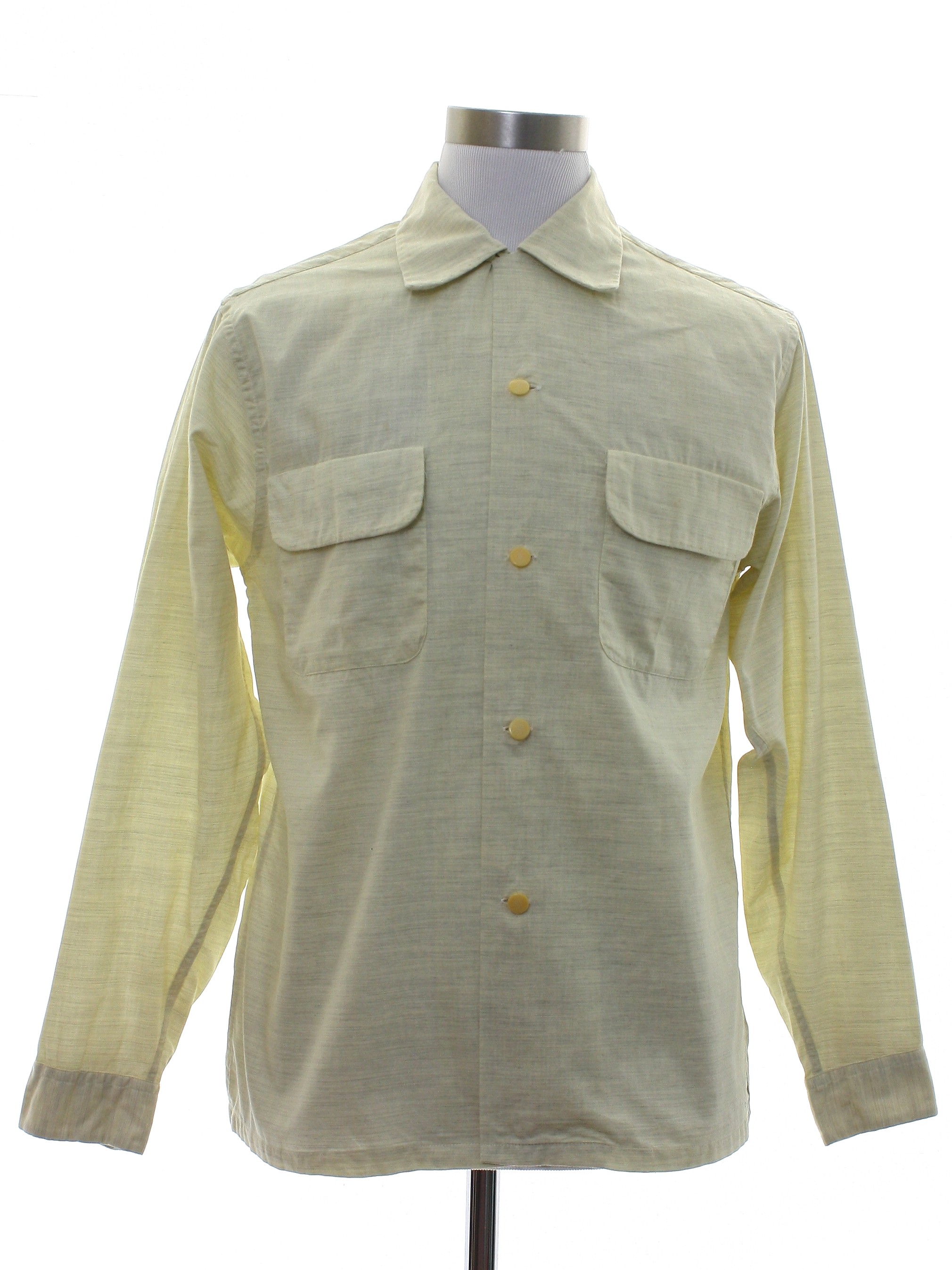 Retro Fifties Shirt: 50s -Nelson Paige- Mens soft hazy yellow and grey ...