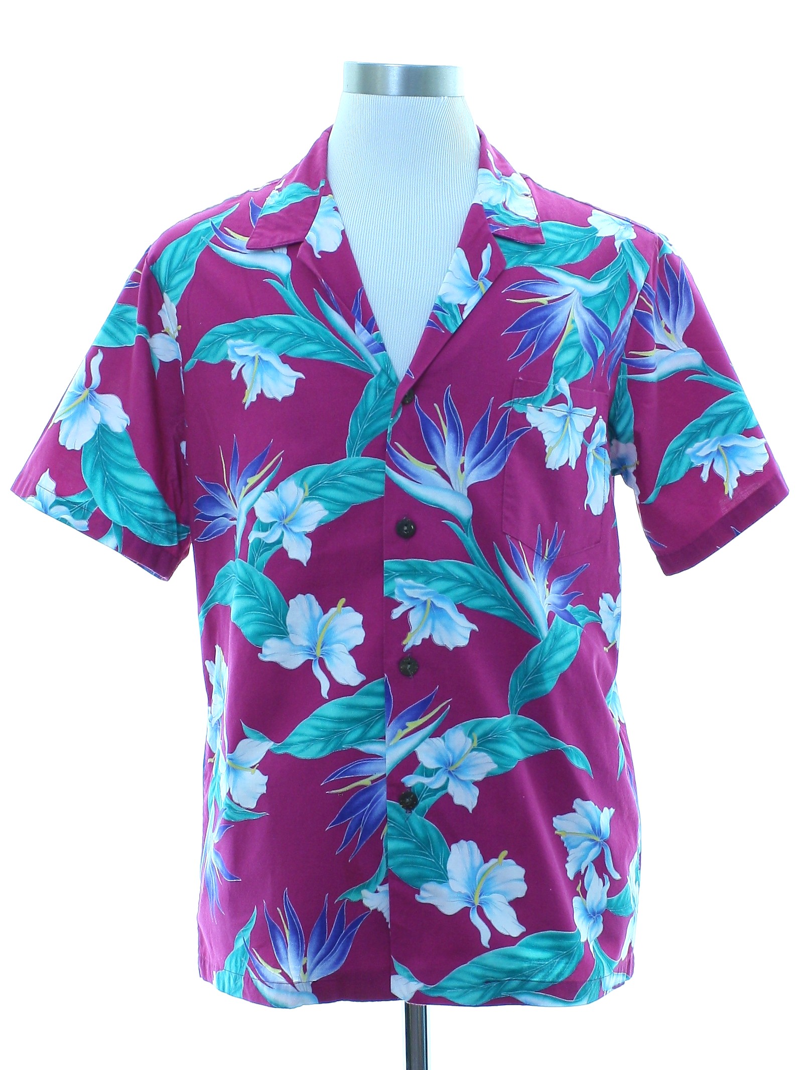 Vintage 1980's Hawaiian Shirt: 80s -Kauaiana- Mens fuchsia pink ...