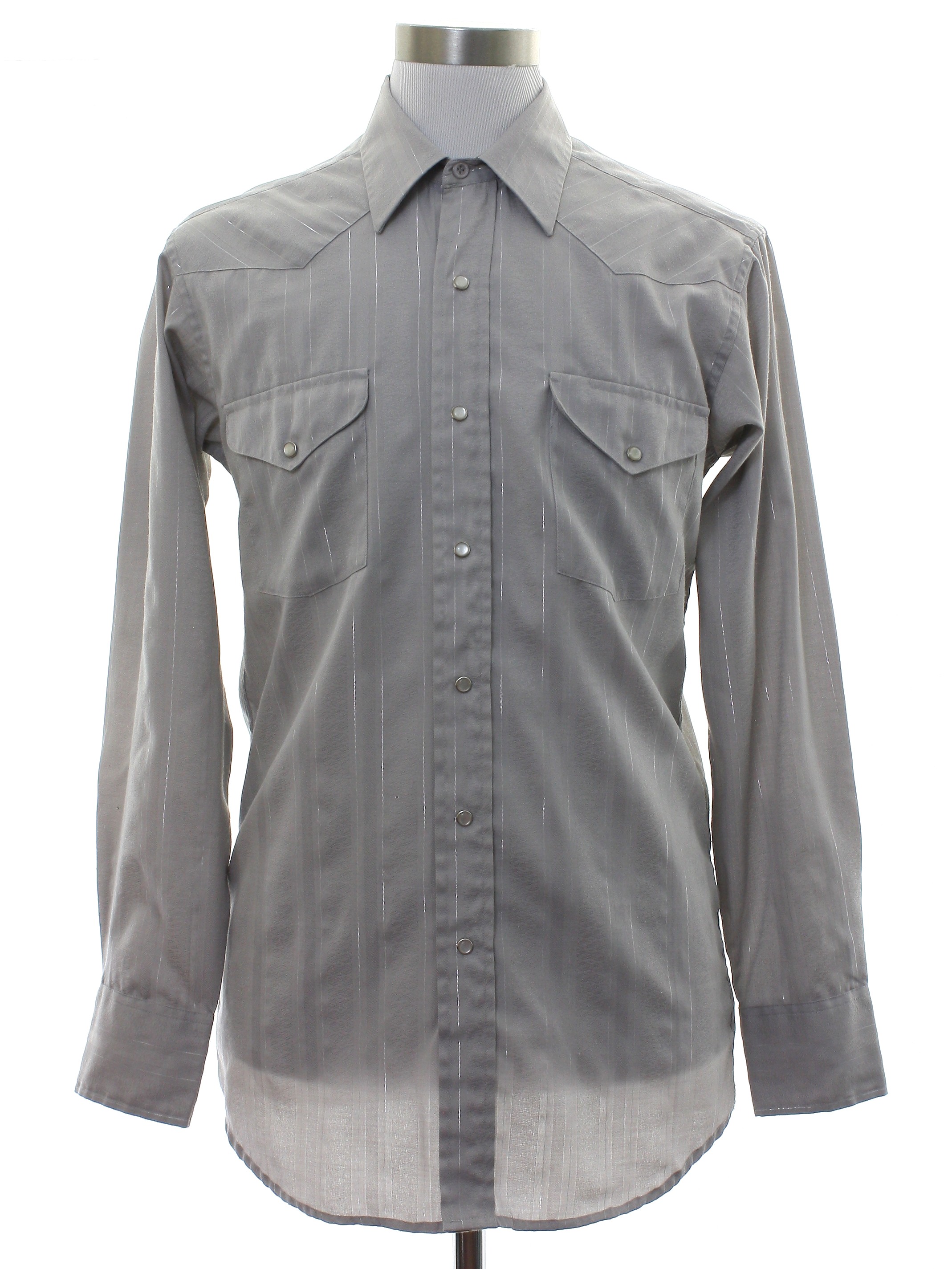 Western Shirt: 90s -Panhandle Slim- Mens gray background polyester ...