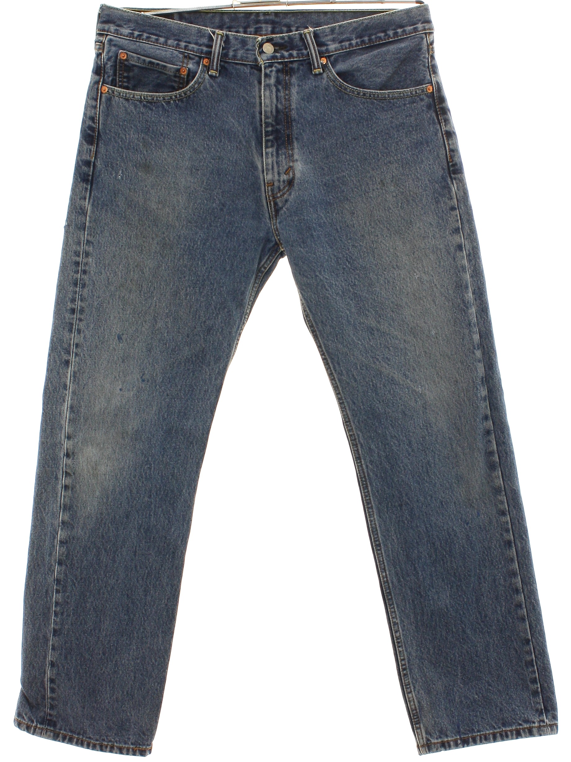 Pants: 90s -Levis 505- Mens faded and worn blue cotton denim denim ...