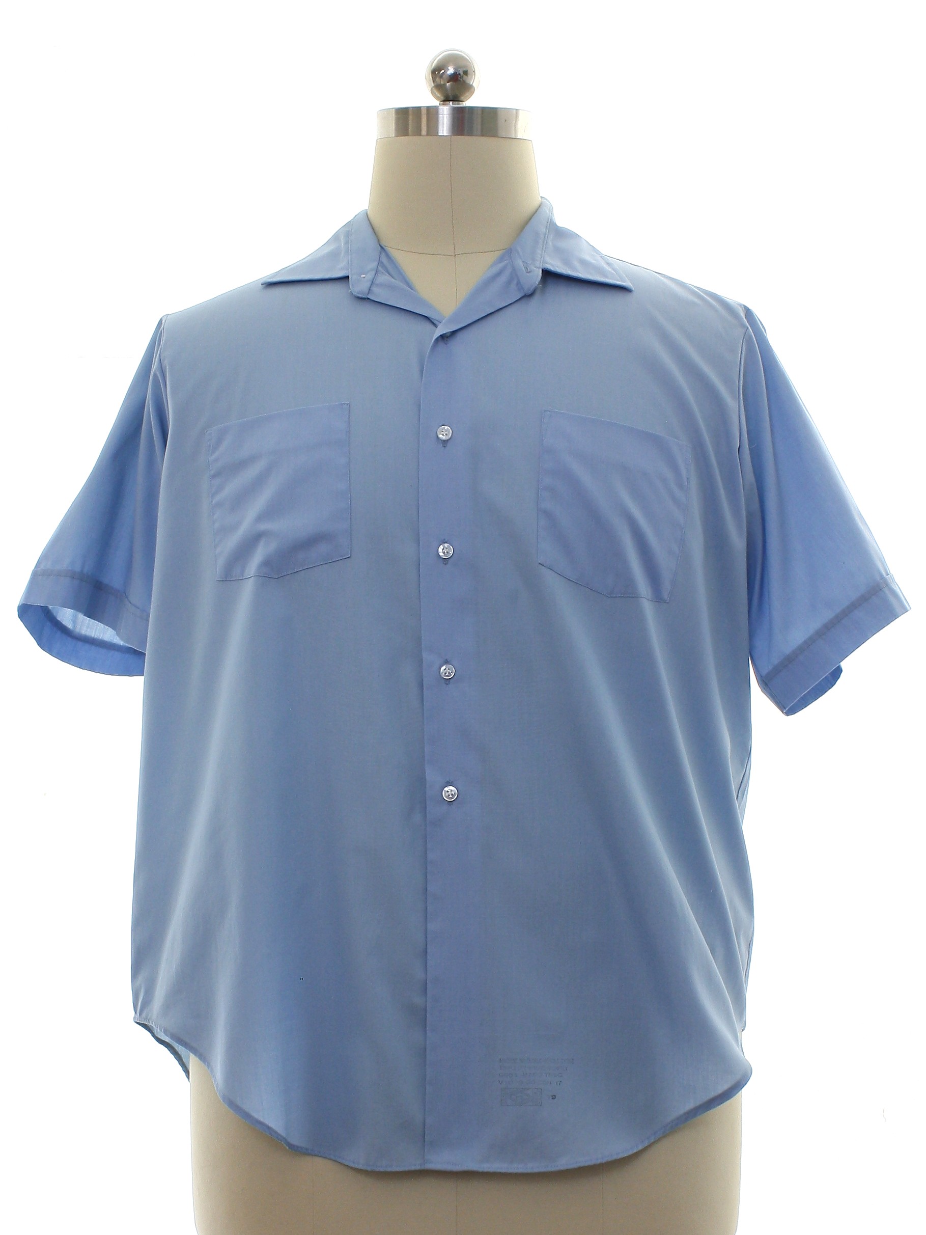 60's Vintage Shirt: 60s -Arrow Belmont Club Perma Iron- Mens pale blue ...