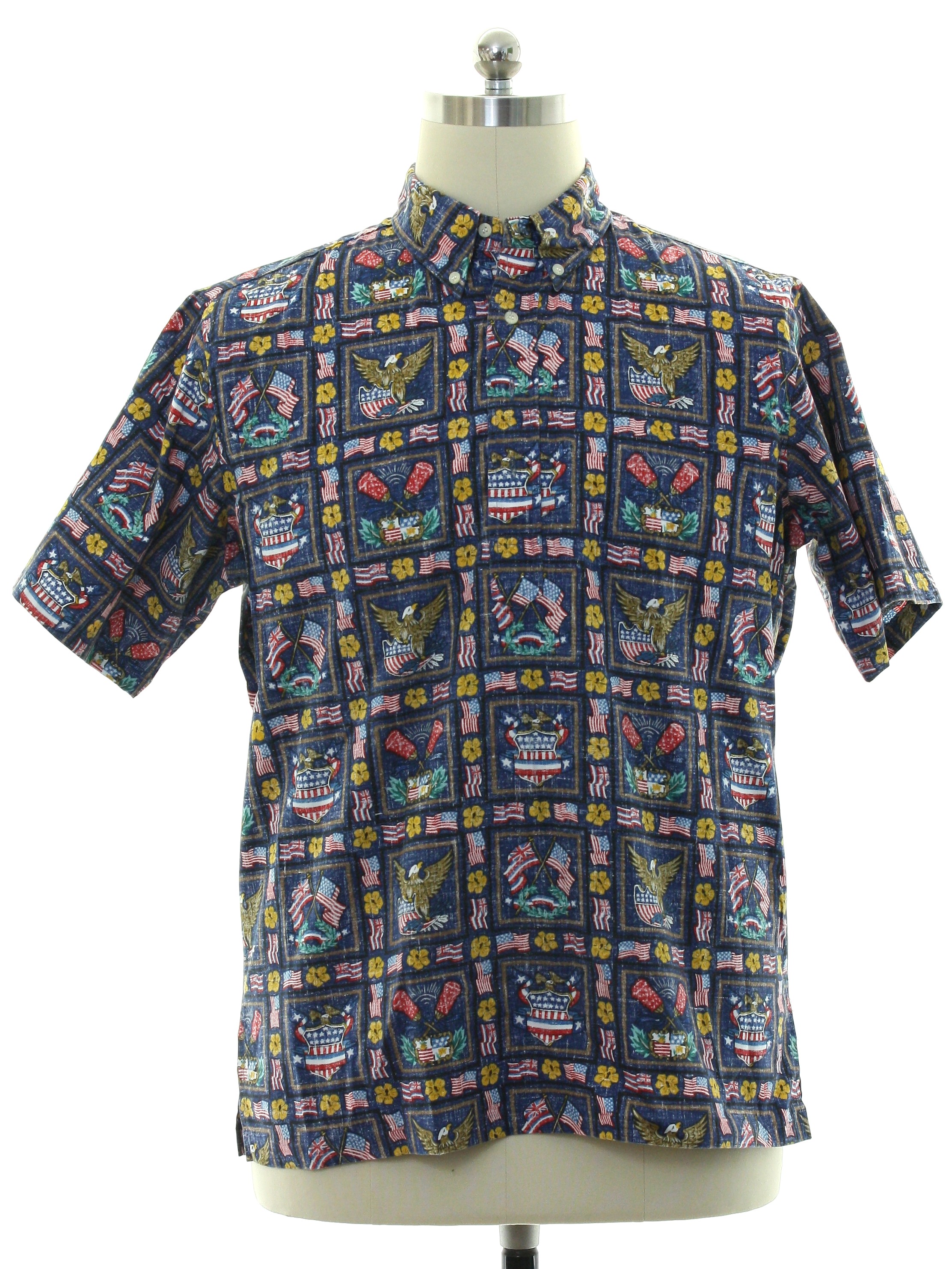 80s Vintage HAWAIIAN Shirt REYN SPOONER Reverse Print Mens 