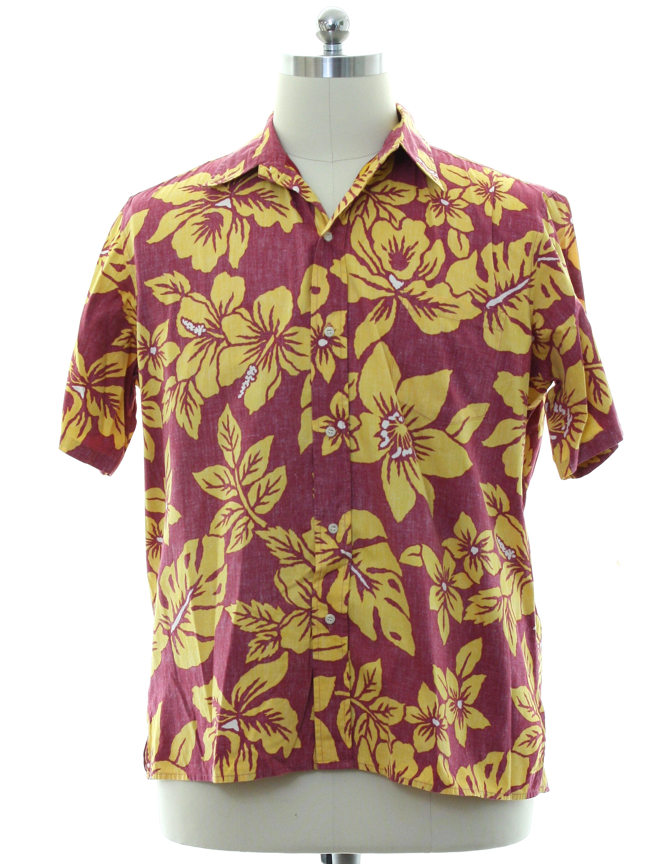 1980s Hawaiian Shirt: 80s -Reyn Spooner Hawaiian Traditionals- Mens red ...