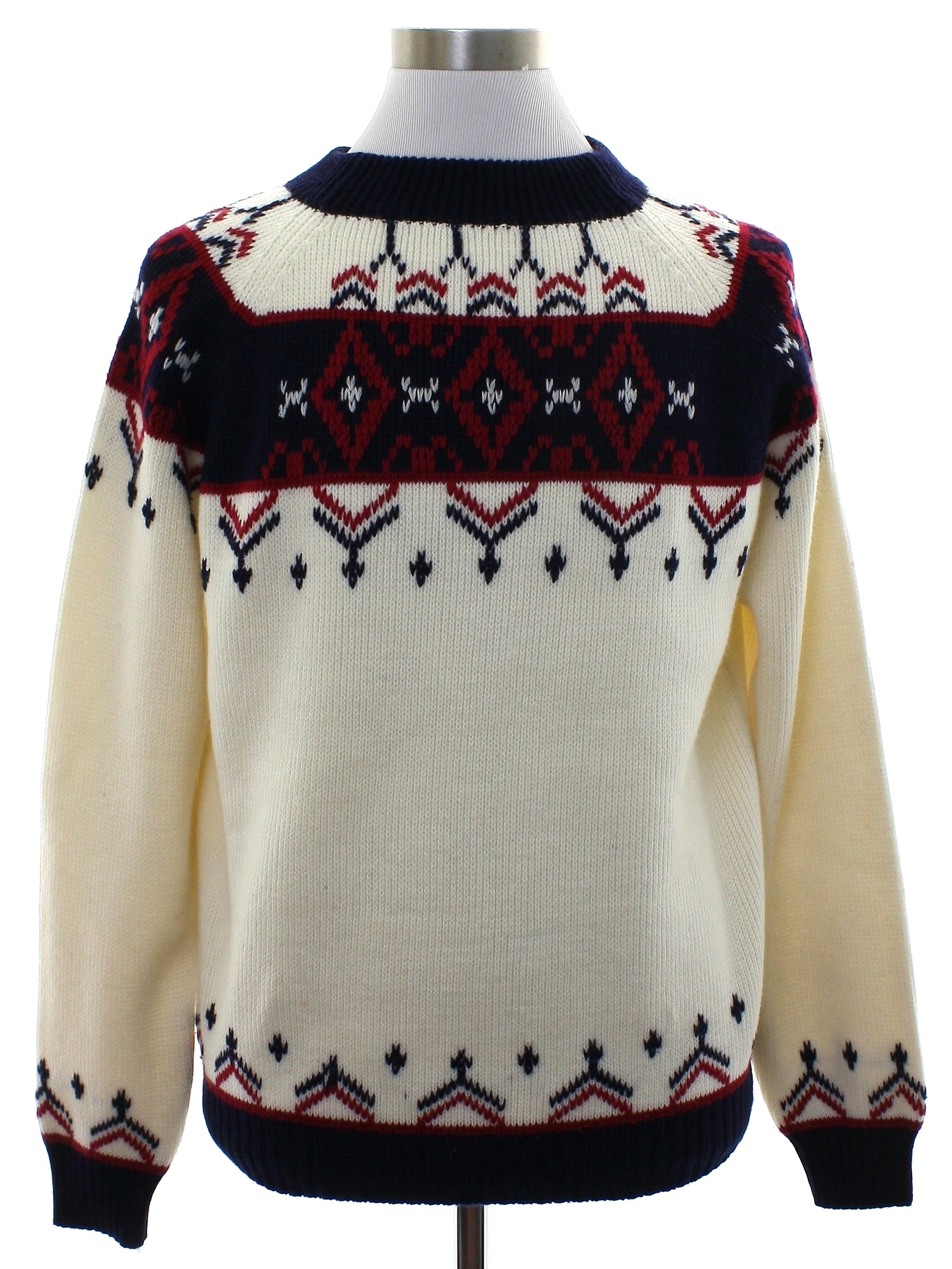 JC Penney 70's Vintage Sweater: 70s -JC Penney- Mens ivory blue ...