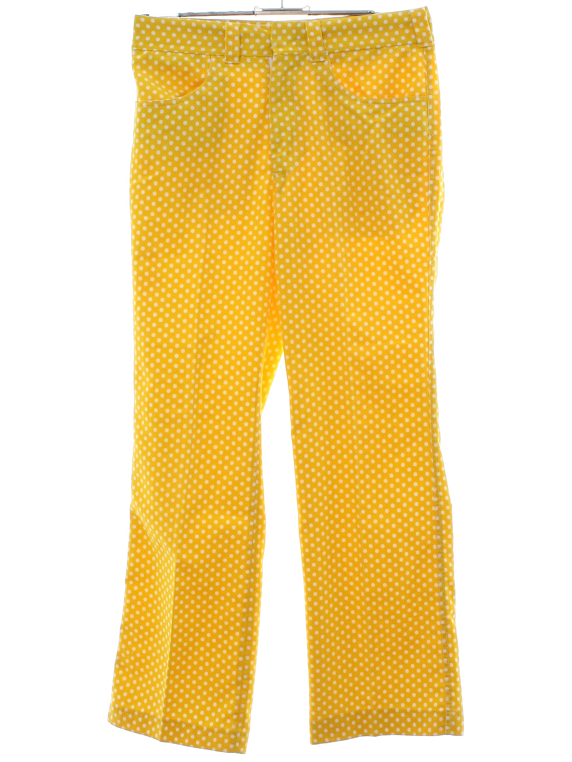 Vintage 60s Flared Pants / Flares: Late 60s -No Label- Mens egg yellow ...