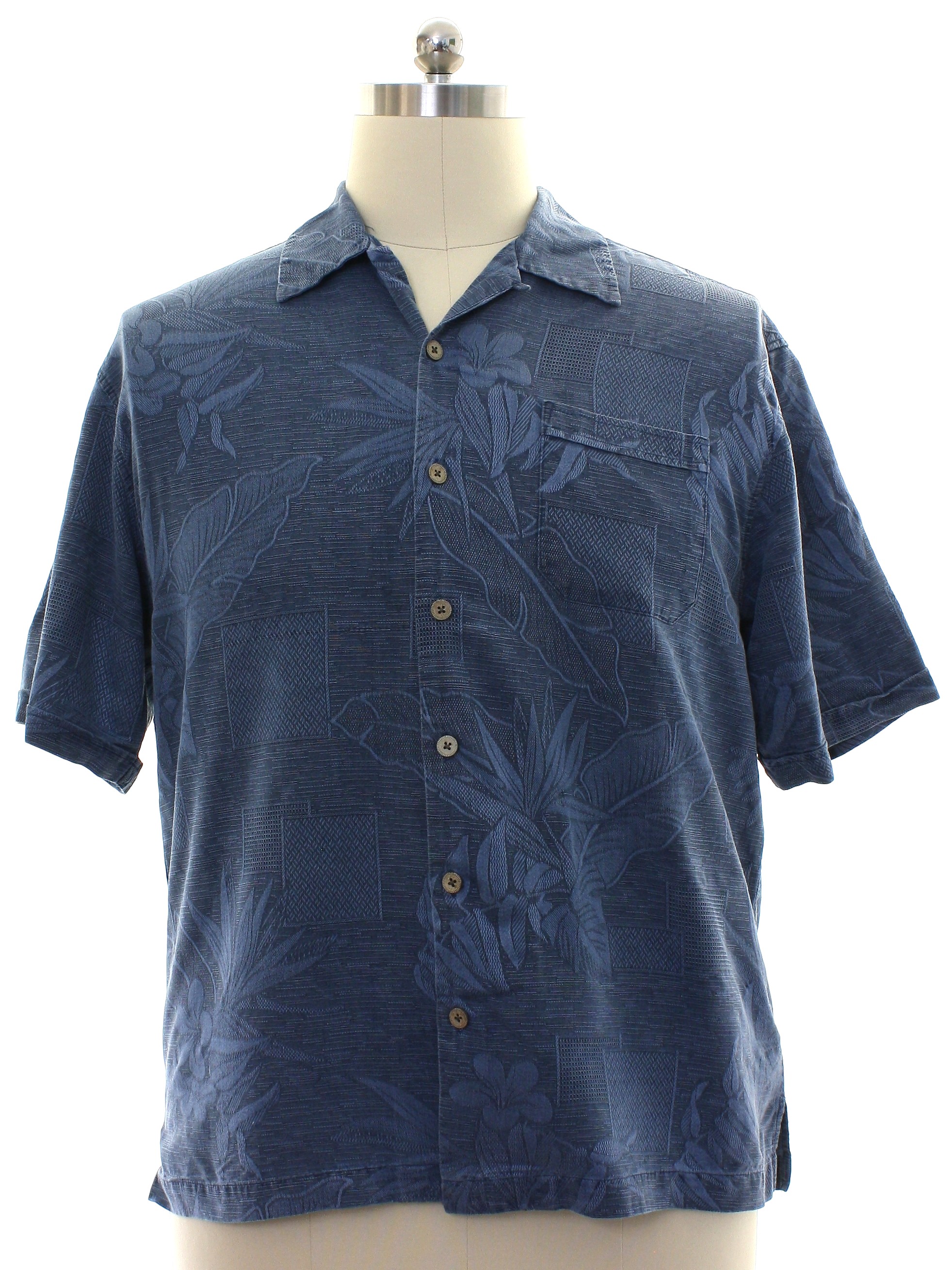 Hawaiian Shirt: 90s -Jamaica jaxx- Mens dusty blue background silk ...