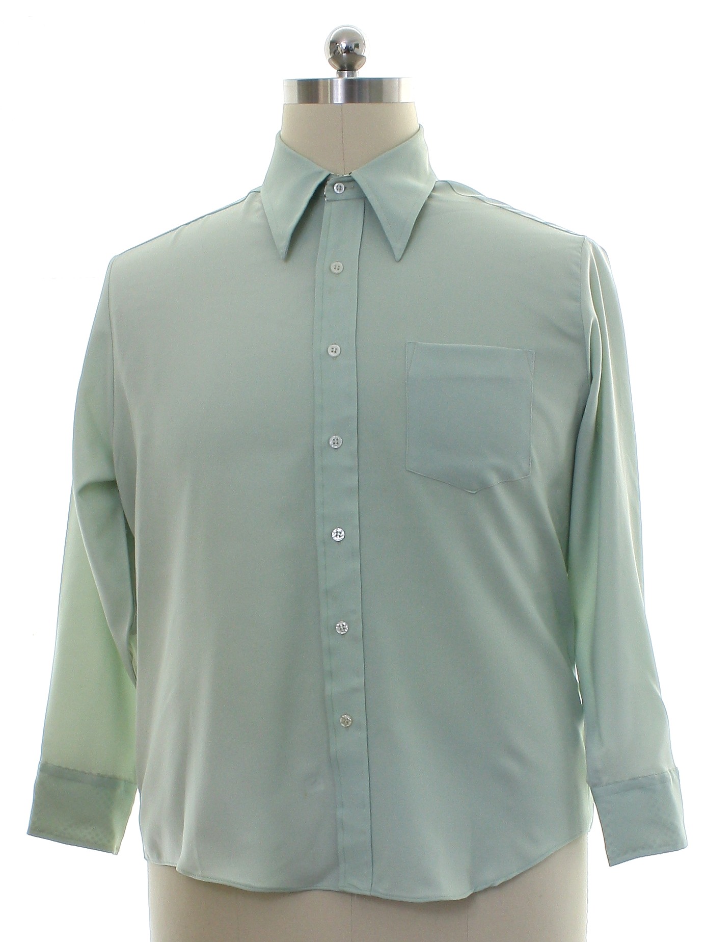 1970's Vintage K Mart Disco Shirt: 70s -K Mart- Mens pale mint green ...