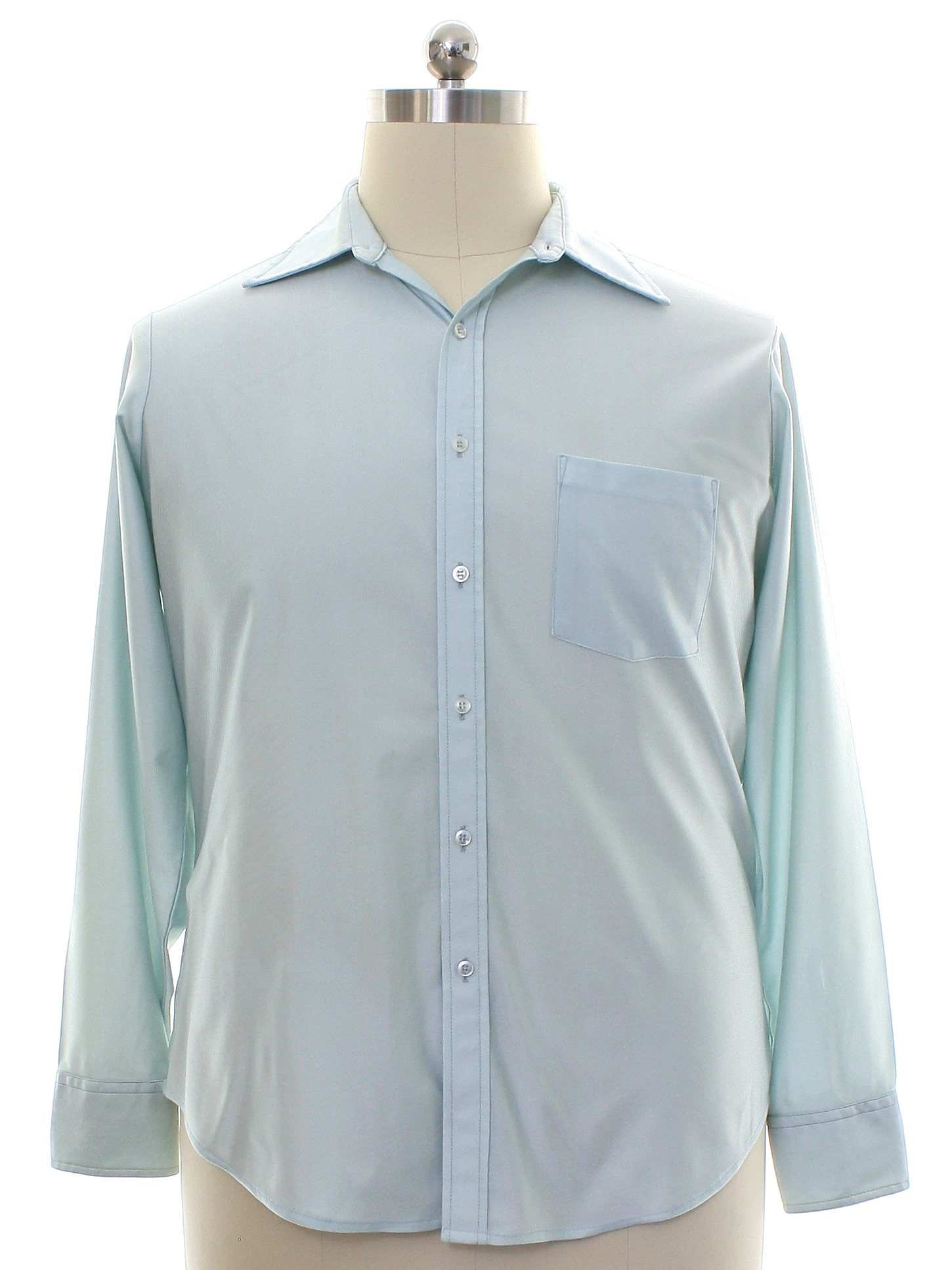 Retro 1970s Disco Shirt: 70s -Qiana by Du Pont- Mens aqua blue ...