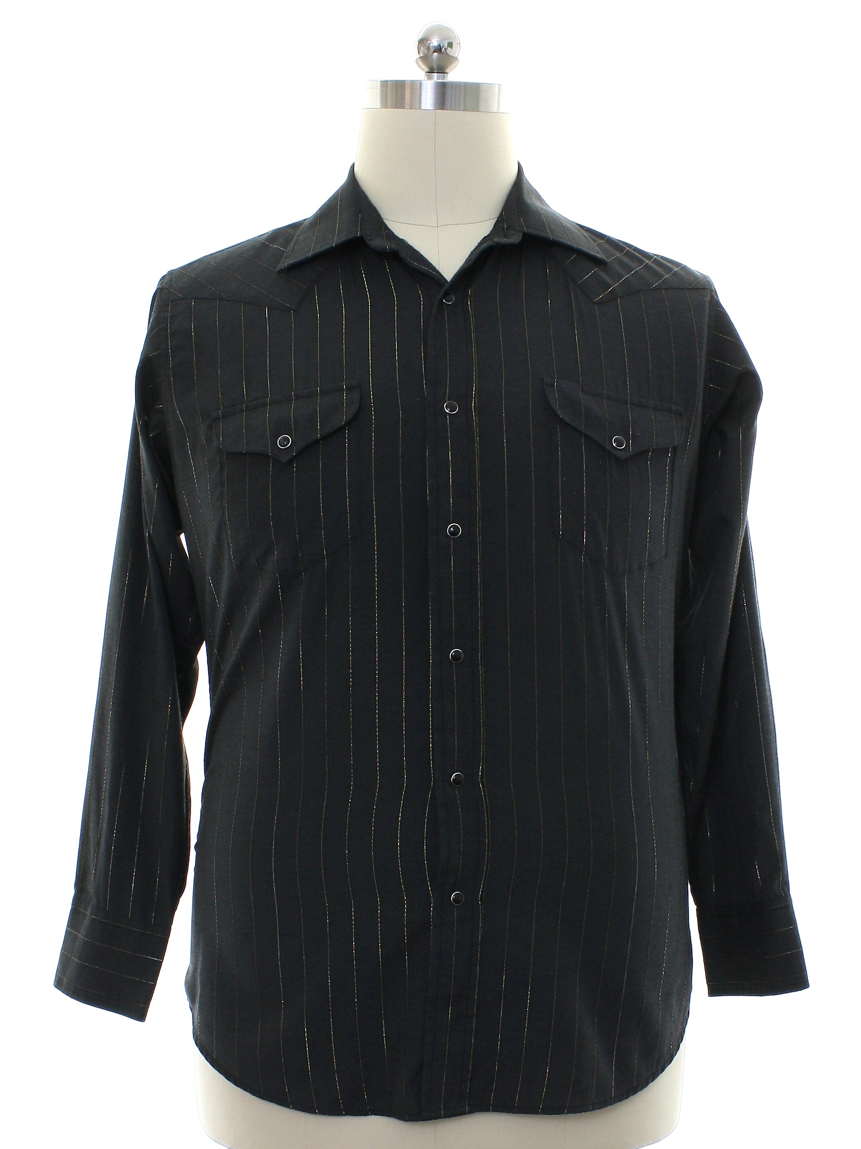 Western Shirt: 90s -Panhandle Slim- Mens black background polyester ...