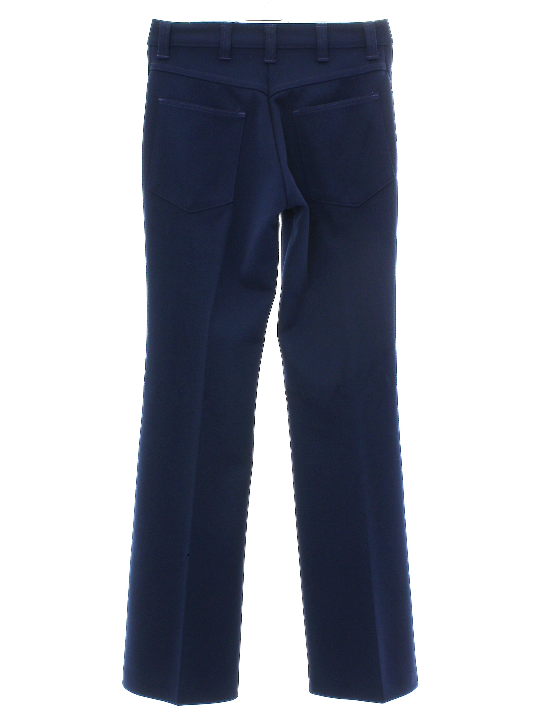 1970's Flared Pants / Flares: 70s -No Label- Mens midnight blue solid ...