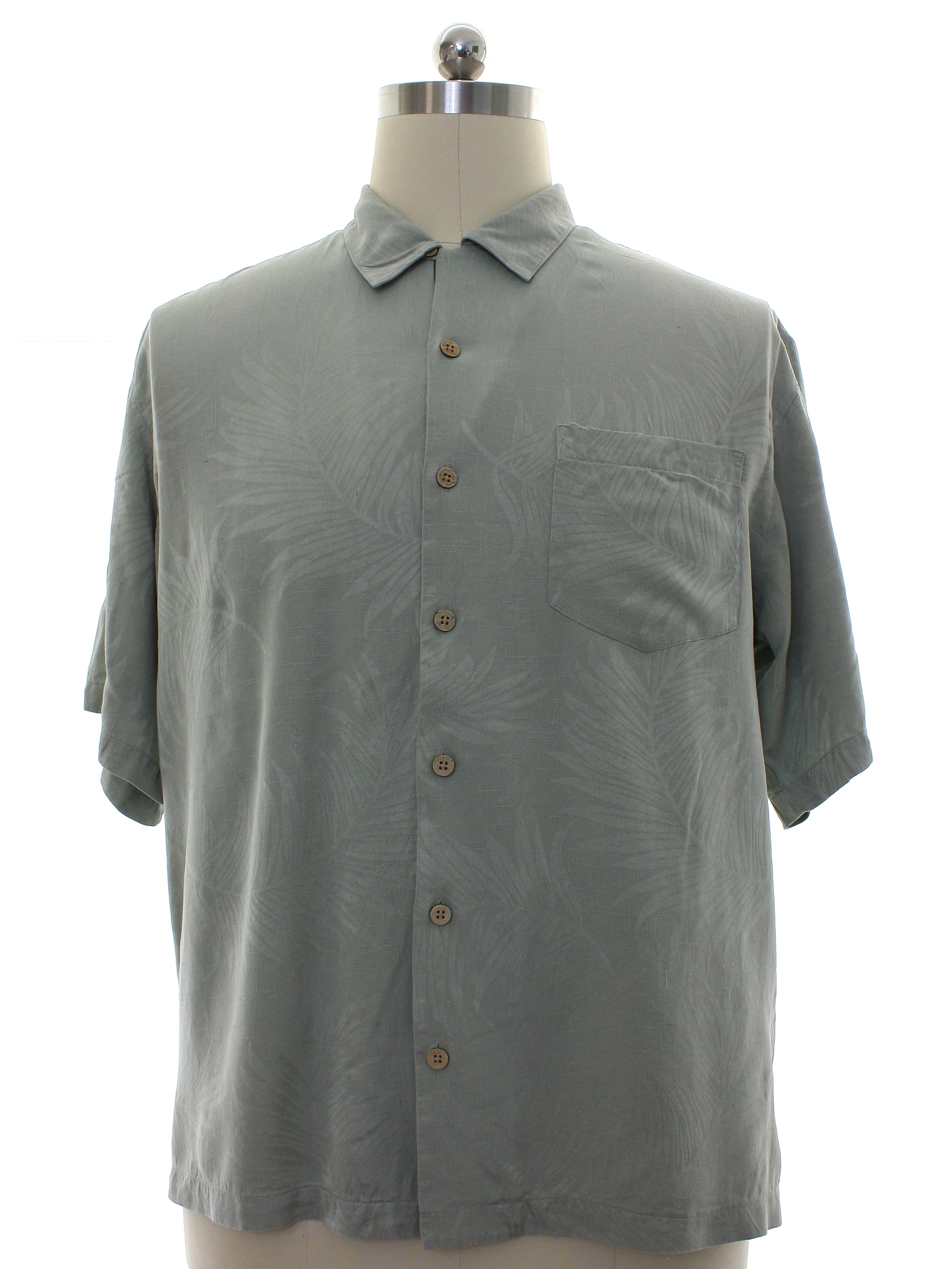 Hawaiian Shirt: 90s -Jamaica Jaxx- Mens sage green background silk ...