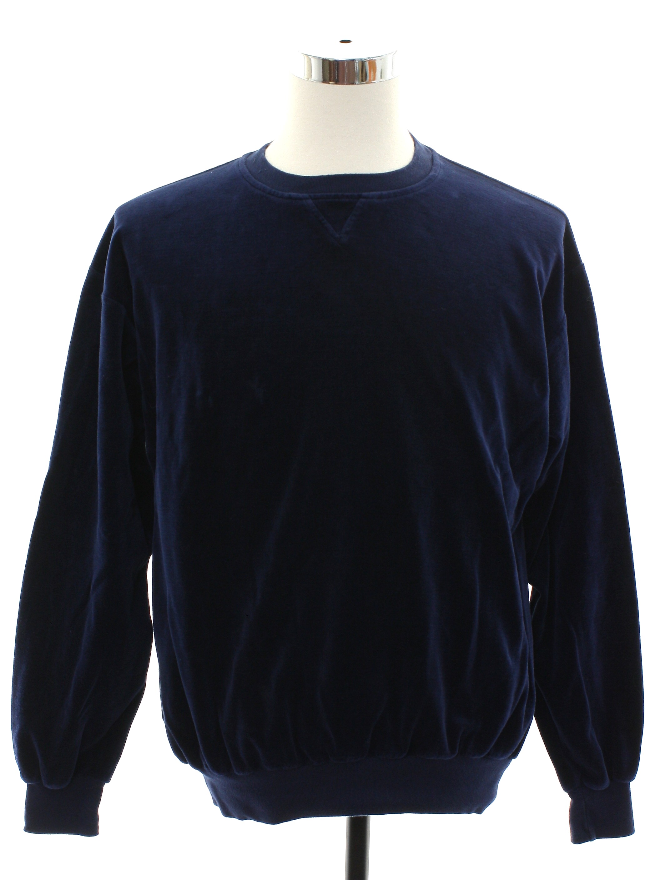 1970's Retro Velour Shirt: 70s -Young Mans Fancy- Mens navy blue ...