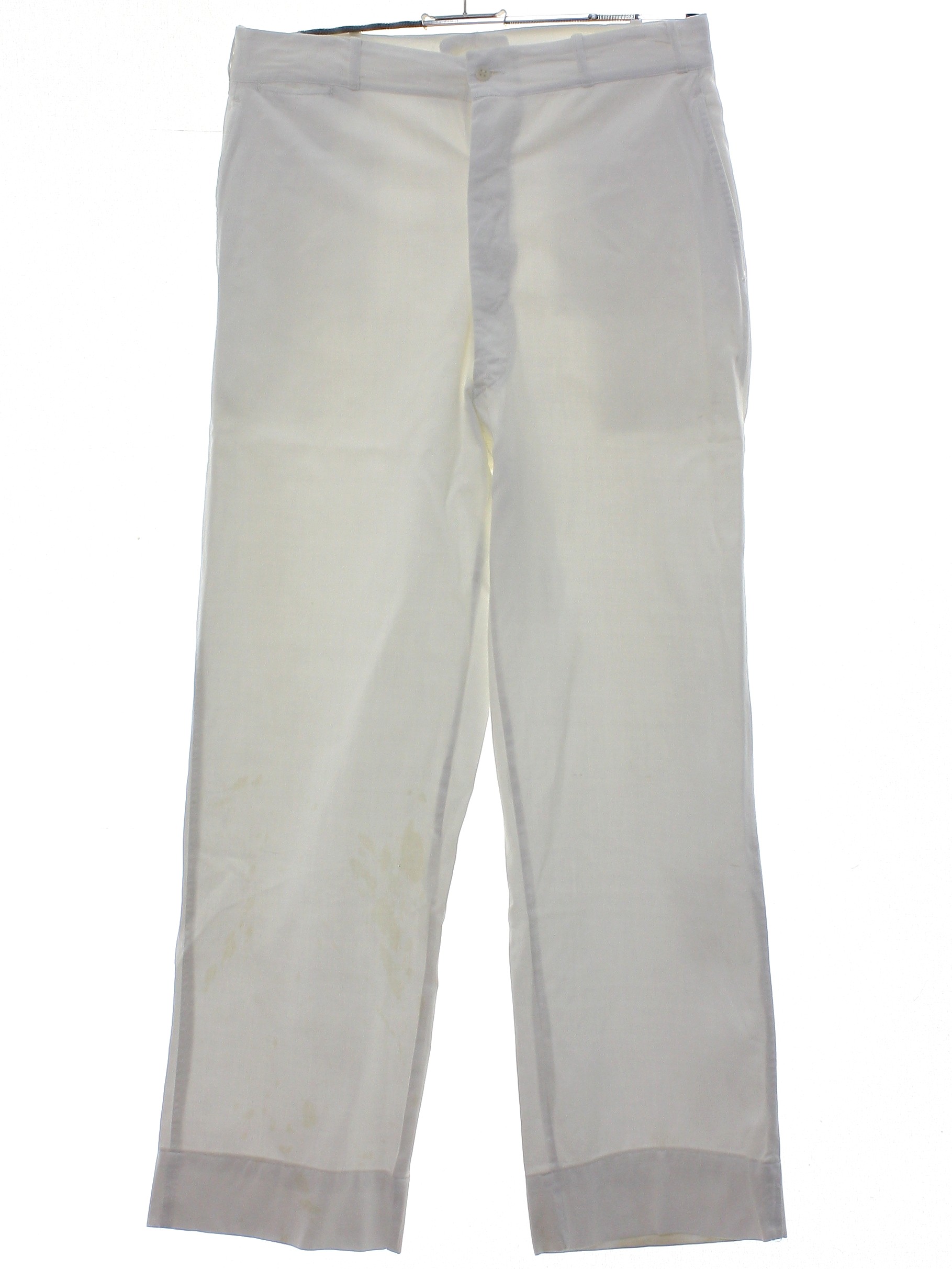 No Label 40's Vintage Pants: Late 40s -No Label- Mens white cotton ...