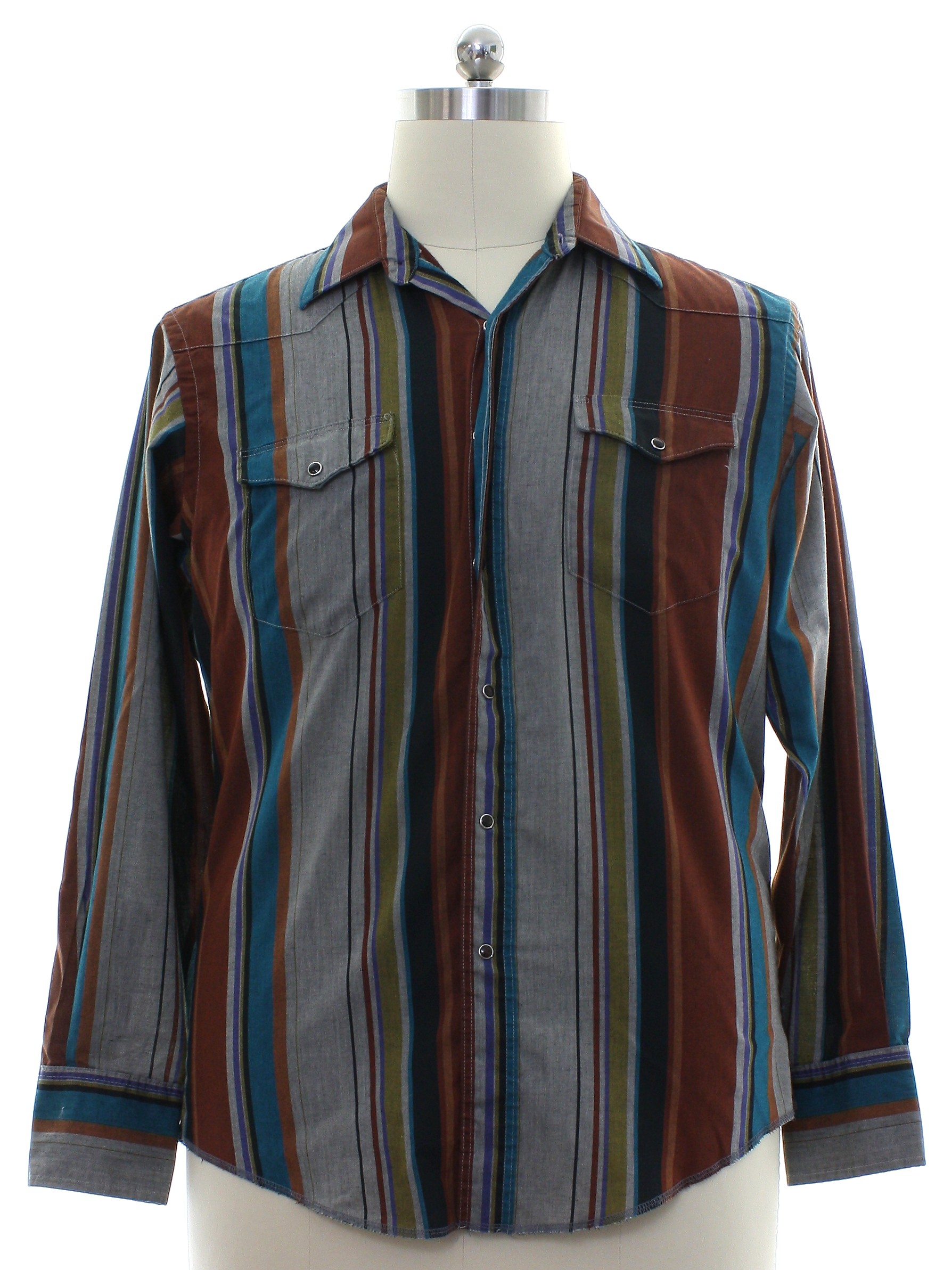 Retro 1980s Western Shirt: 80s -Wrangler, Made in USA- Mens heather ...