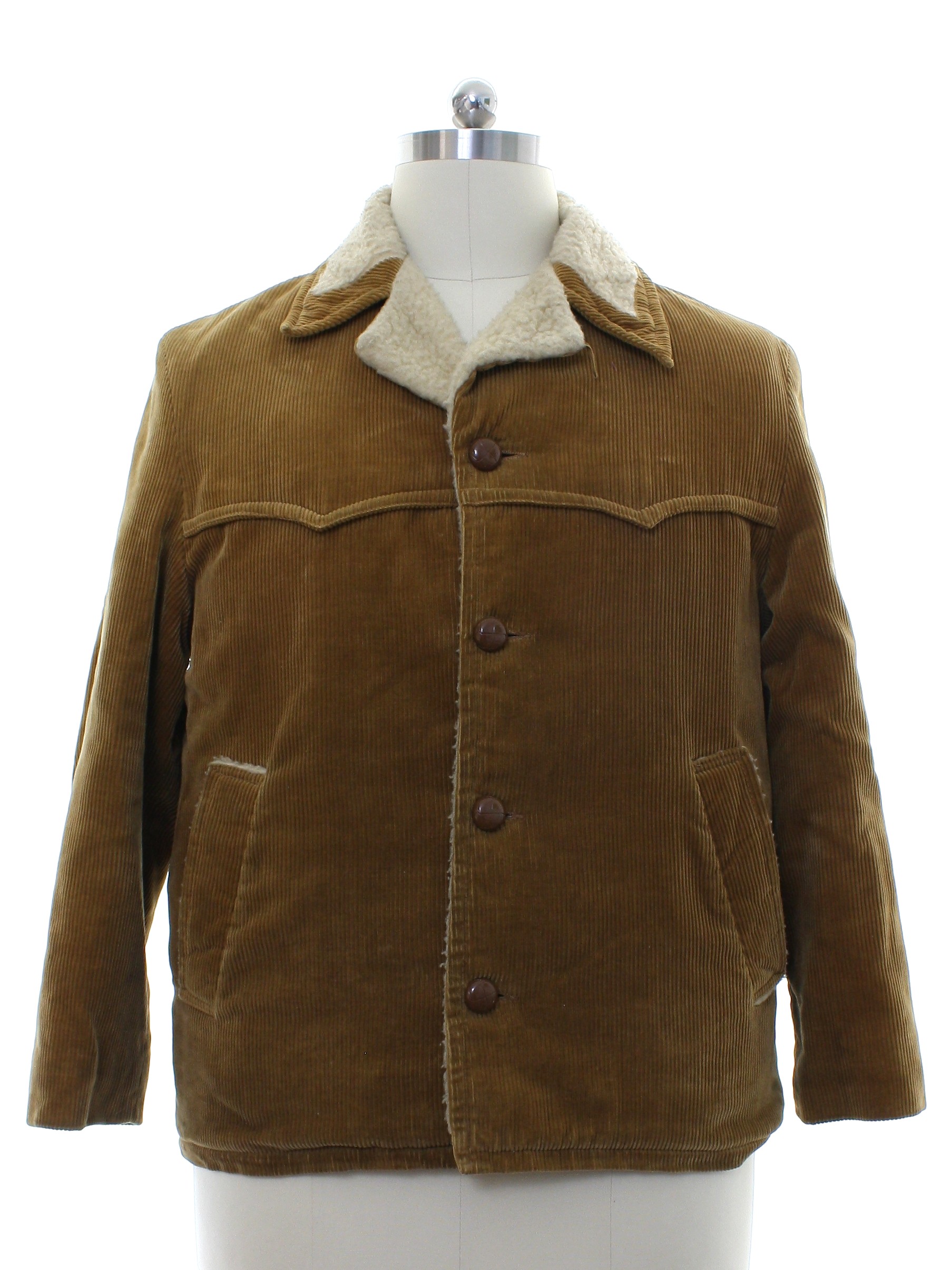 Vintage 70s Jacket: 70s -Fashion Sportswear- Mens golden tan cotton ...