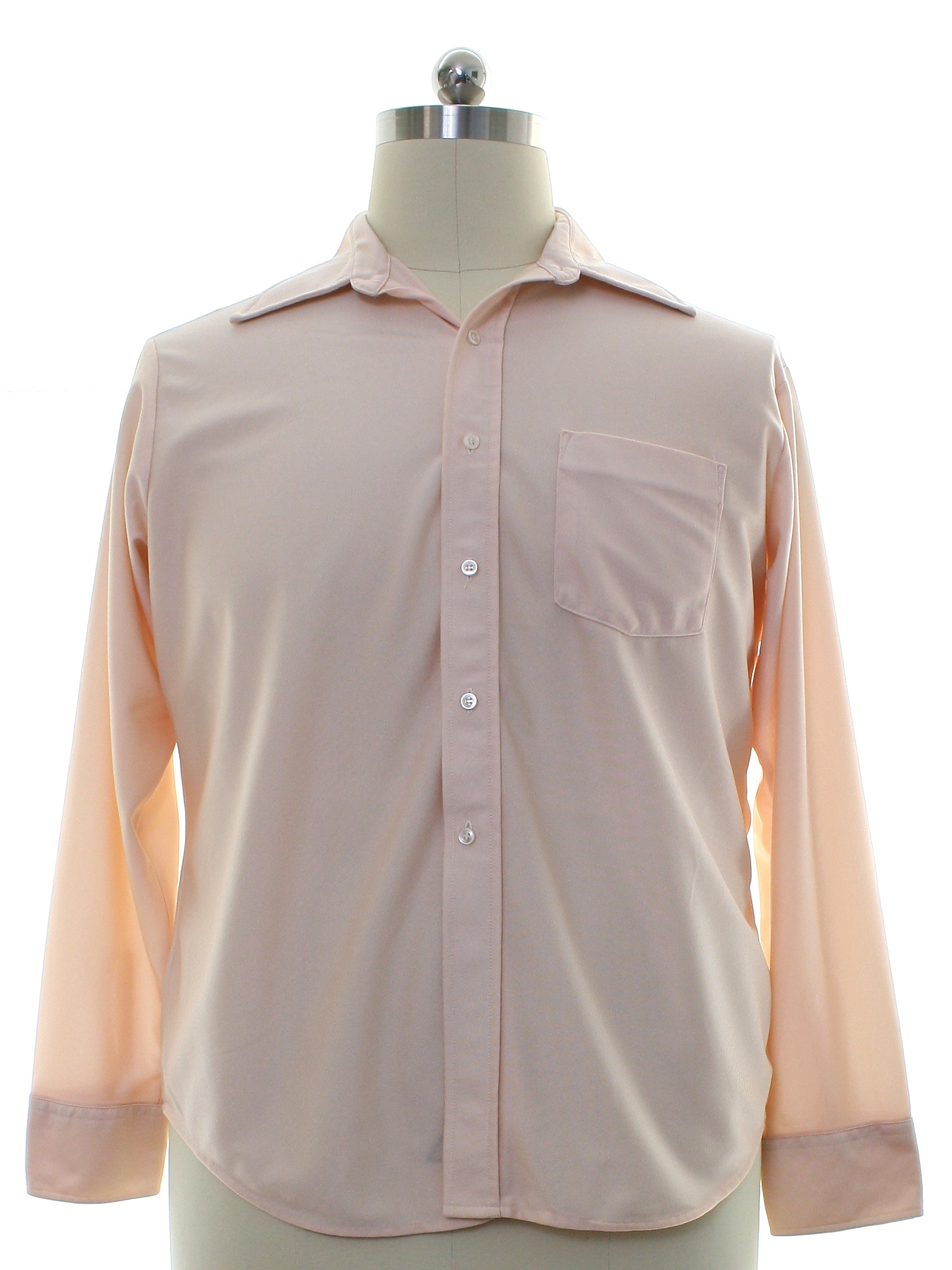 1970s Quiana Disco Shirt: 70s -Quiana- Mens light peach background ...