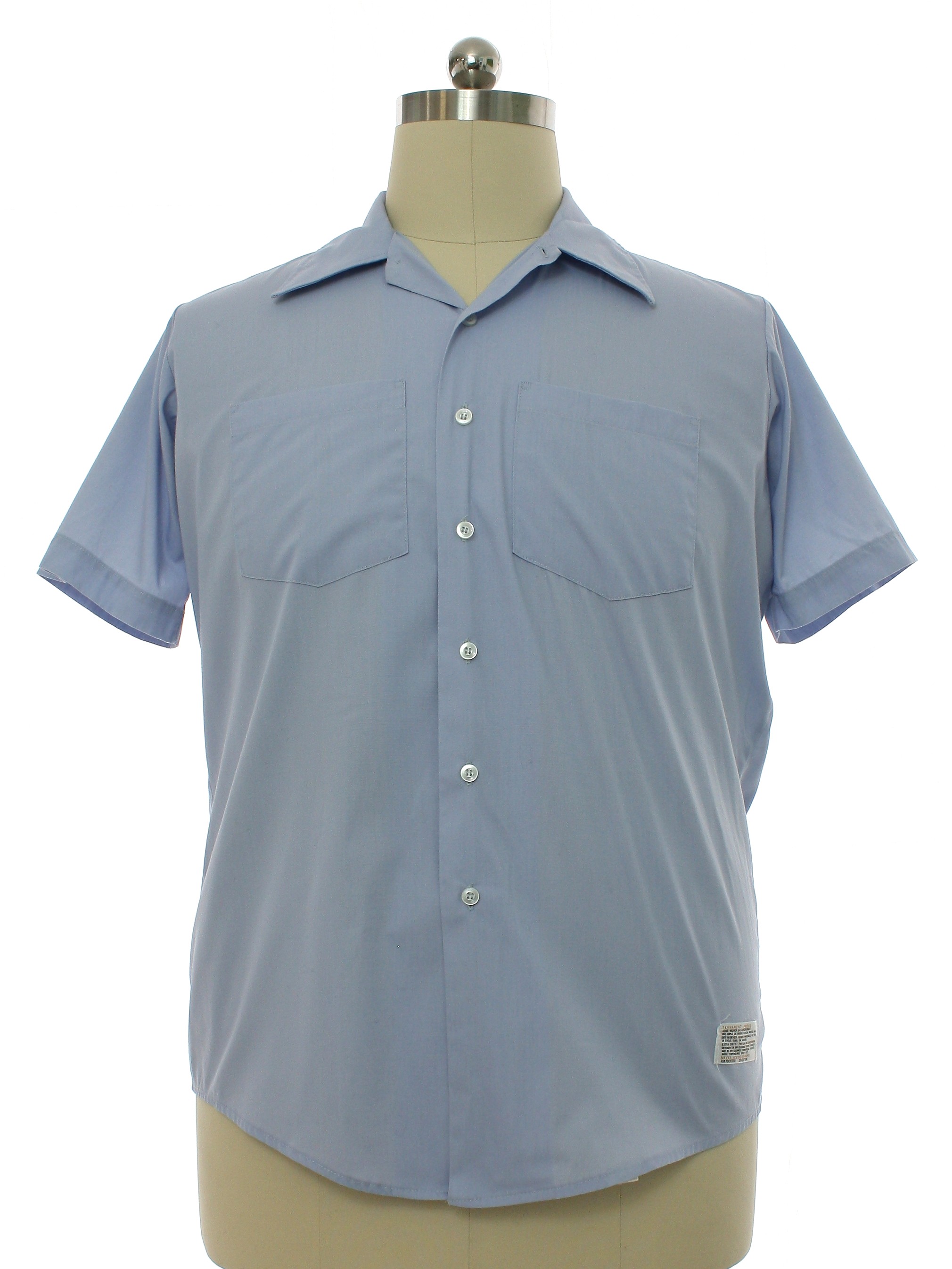 Sixties Vintage Shirt: Late 60s -Permanent Press- Mens pale blue ...