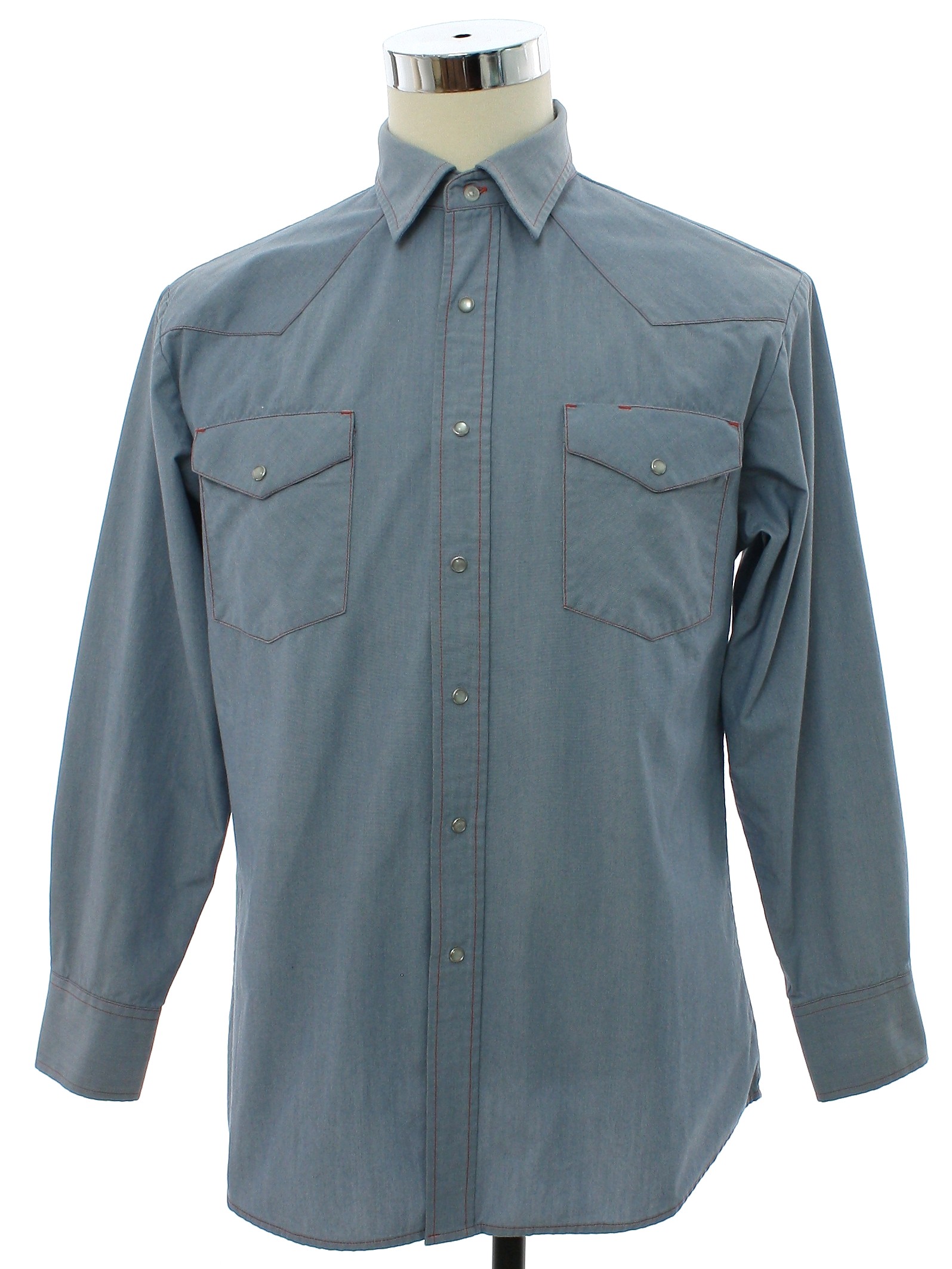 Western Shirt: 90s -Big Mac Work Wear- Mens pale blue heavy cotton ...