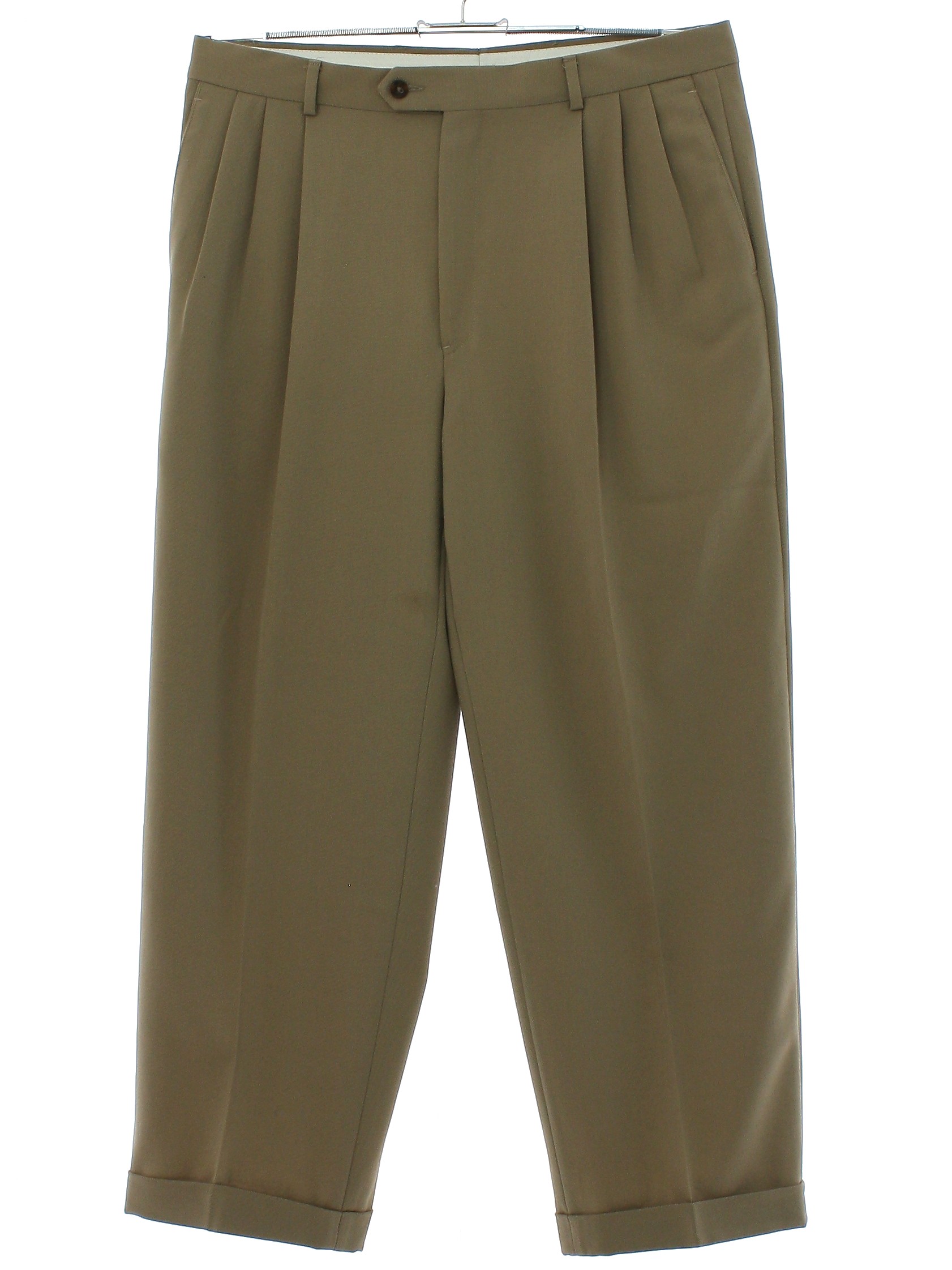 Pants: Late 80s or Early 90s -Pronto Uomo- Mens tan drapey wool ...