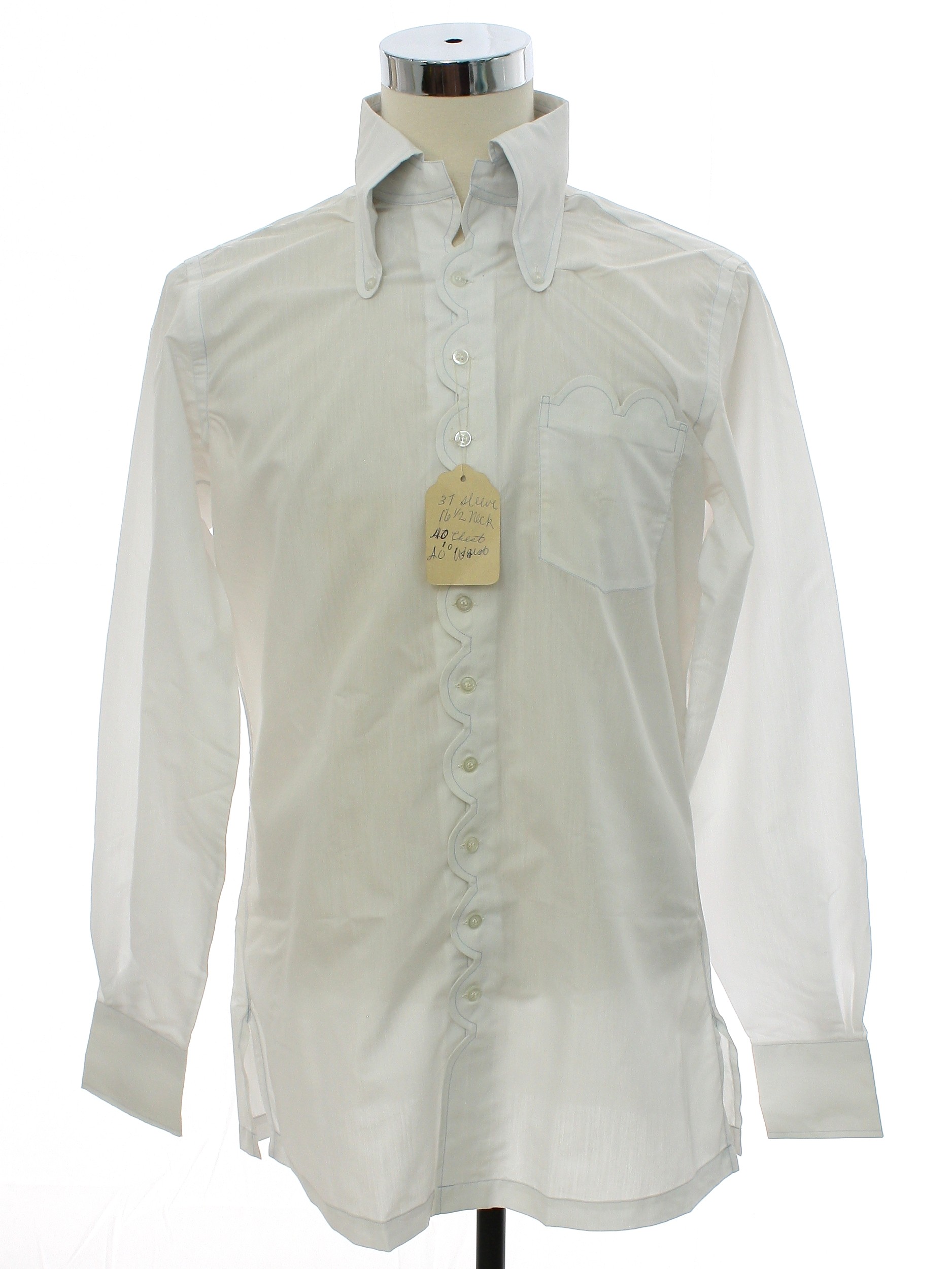 Sixties Cardeens Shirt: 60s -Cardeens- Mens white polyester cotton ...