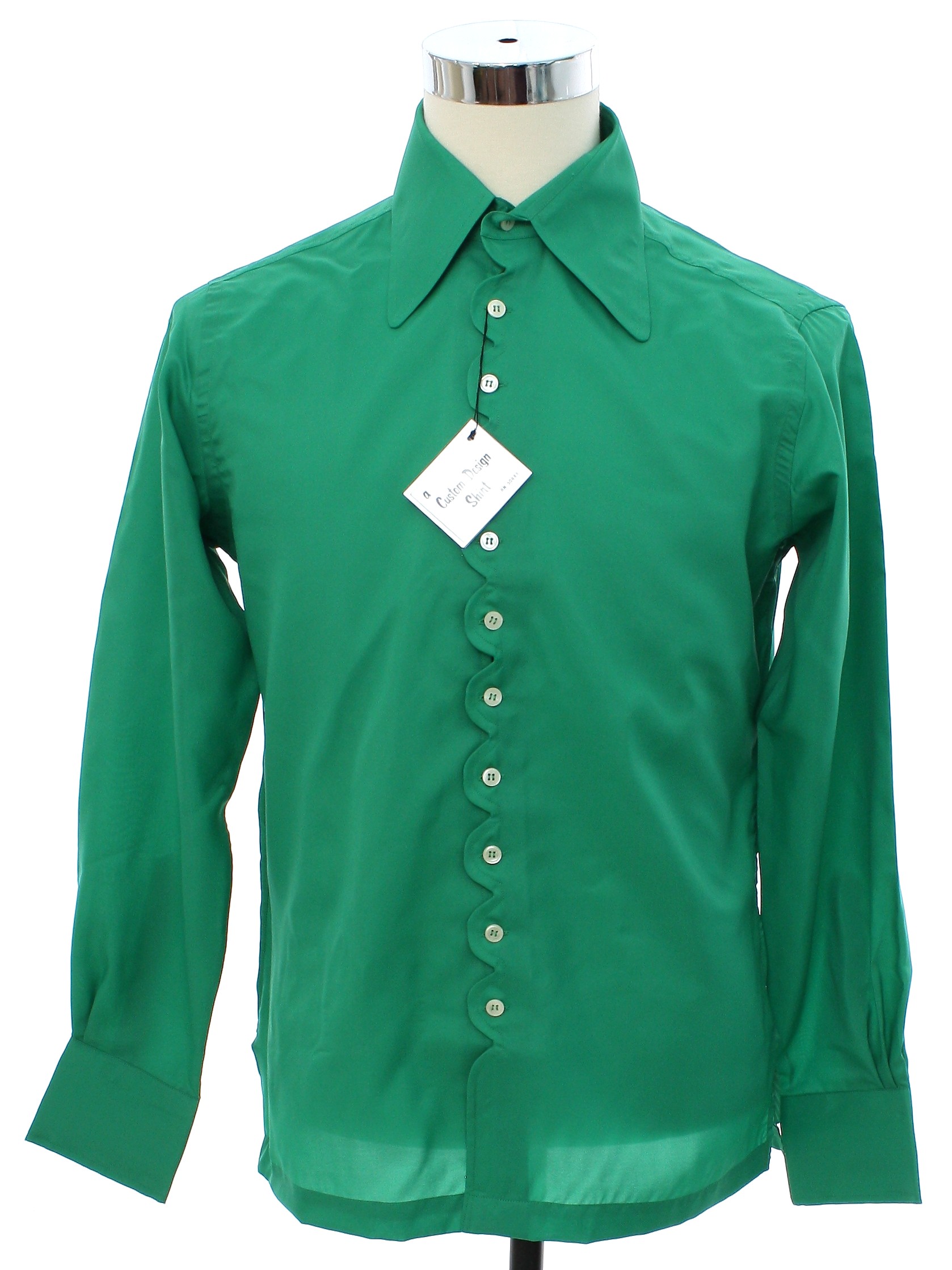 1960's Retro Shirt: 60s -Morrie Geyer- Mens spearmint green silky ...